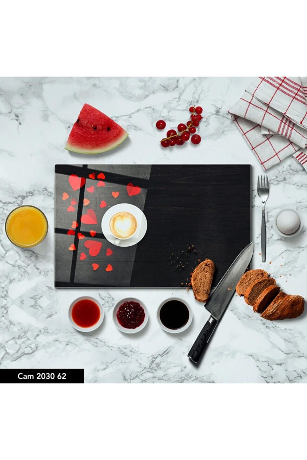 Baskılı Cam Kesme Tahtası |temperli Cam |  25 x 35 cm
