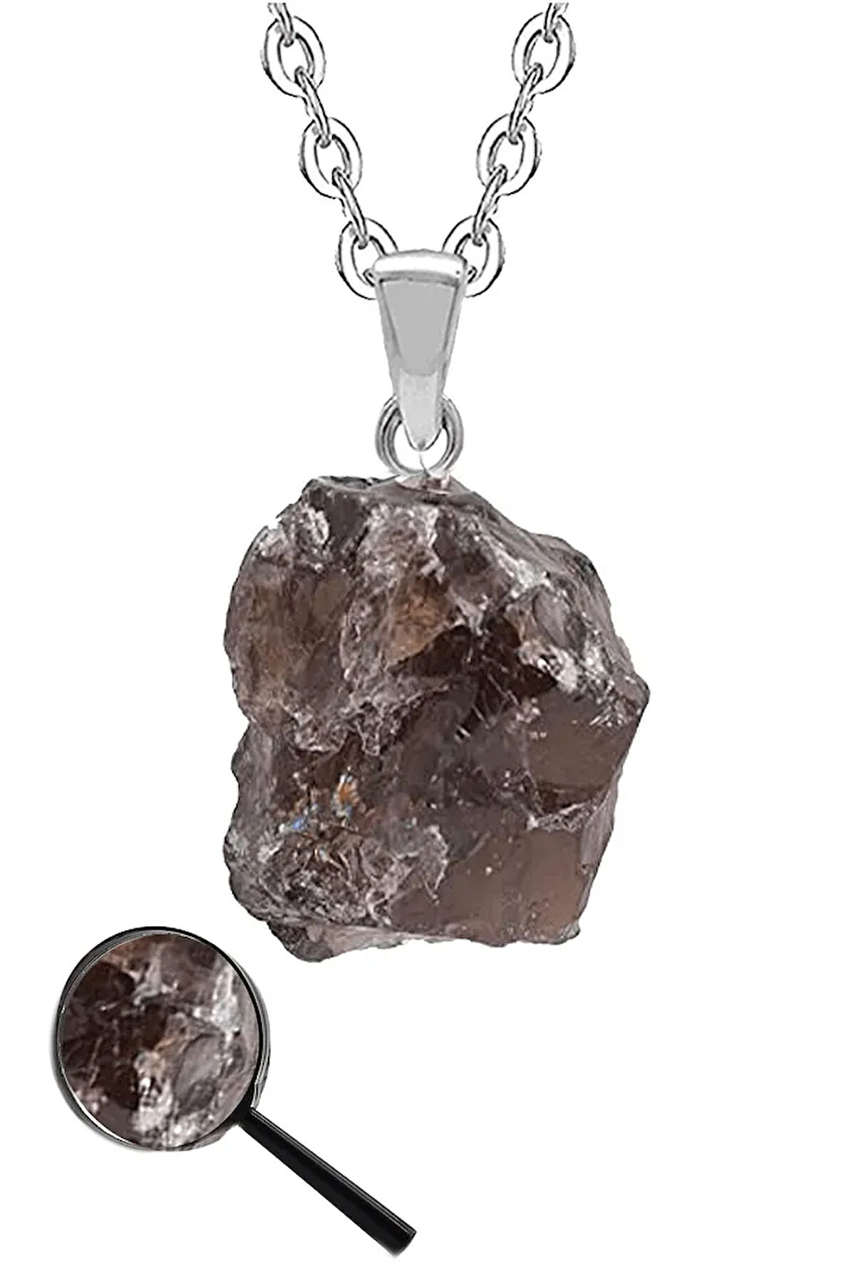 Sertifikalı Ham Işlenmemiş Dumanlı Kuvars Taşı Kolye