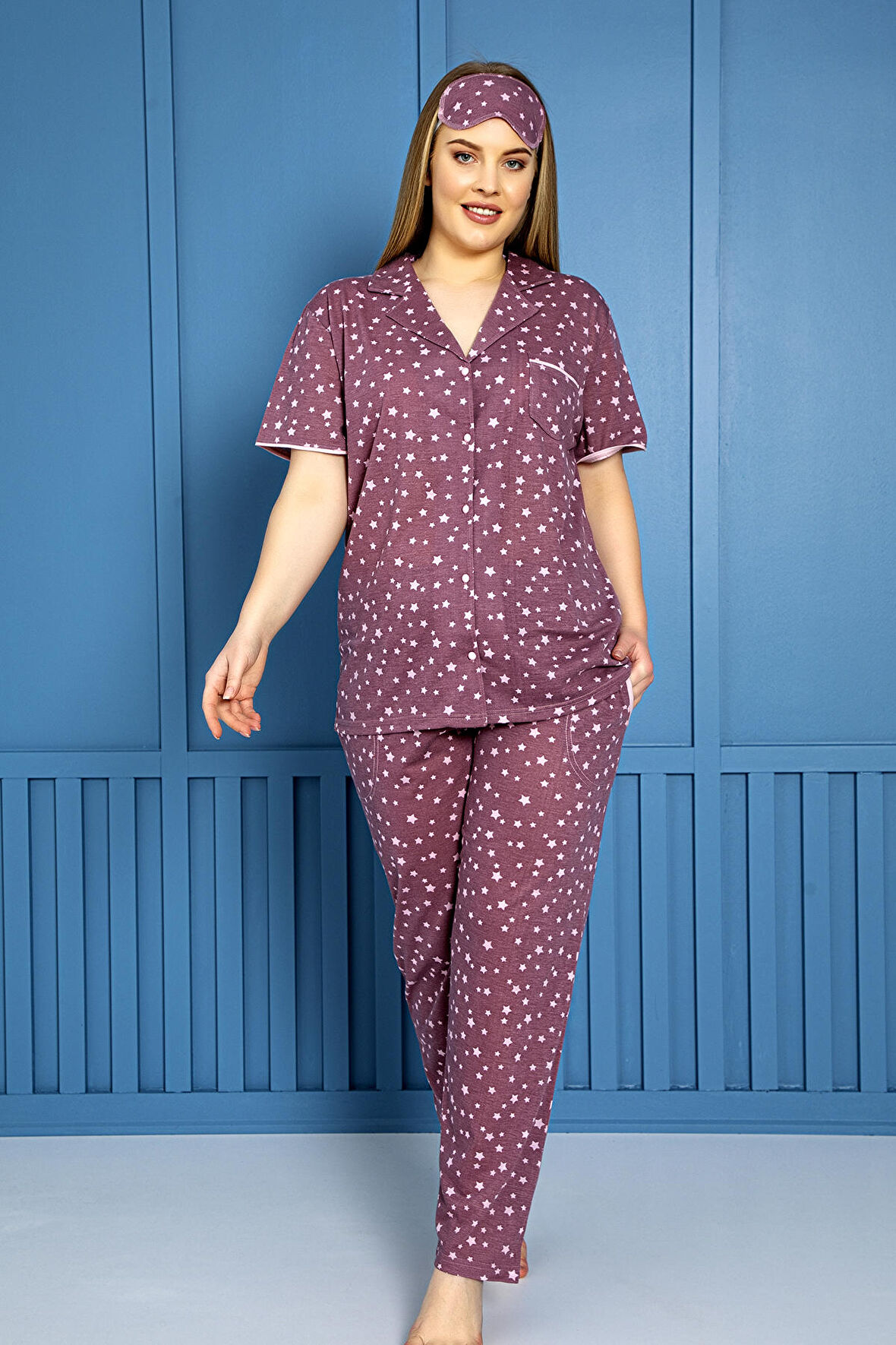 Nisanca Büyük Beden Mevsimlik Önden Düğmeli Kadın Pijama Takımı