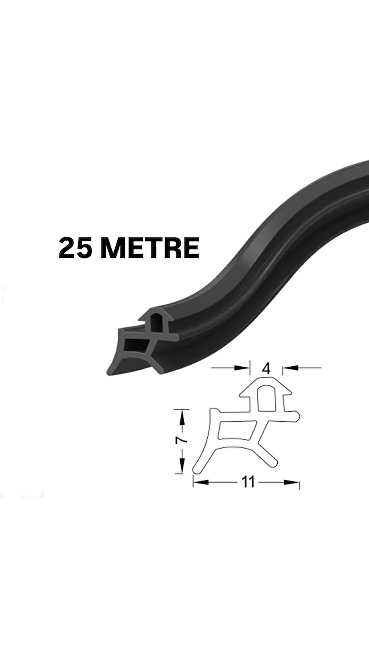 PVC kapı ve pencere fitili 25 metre siyah conta