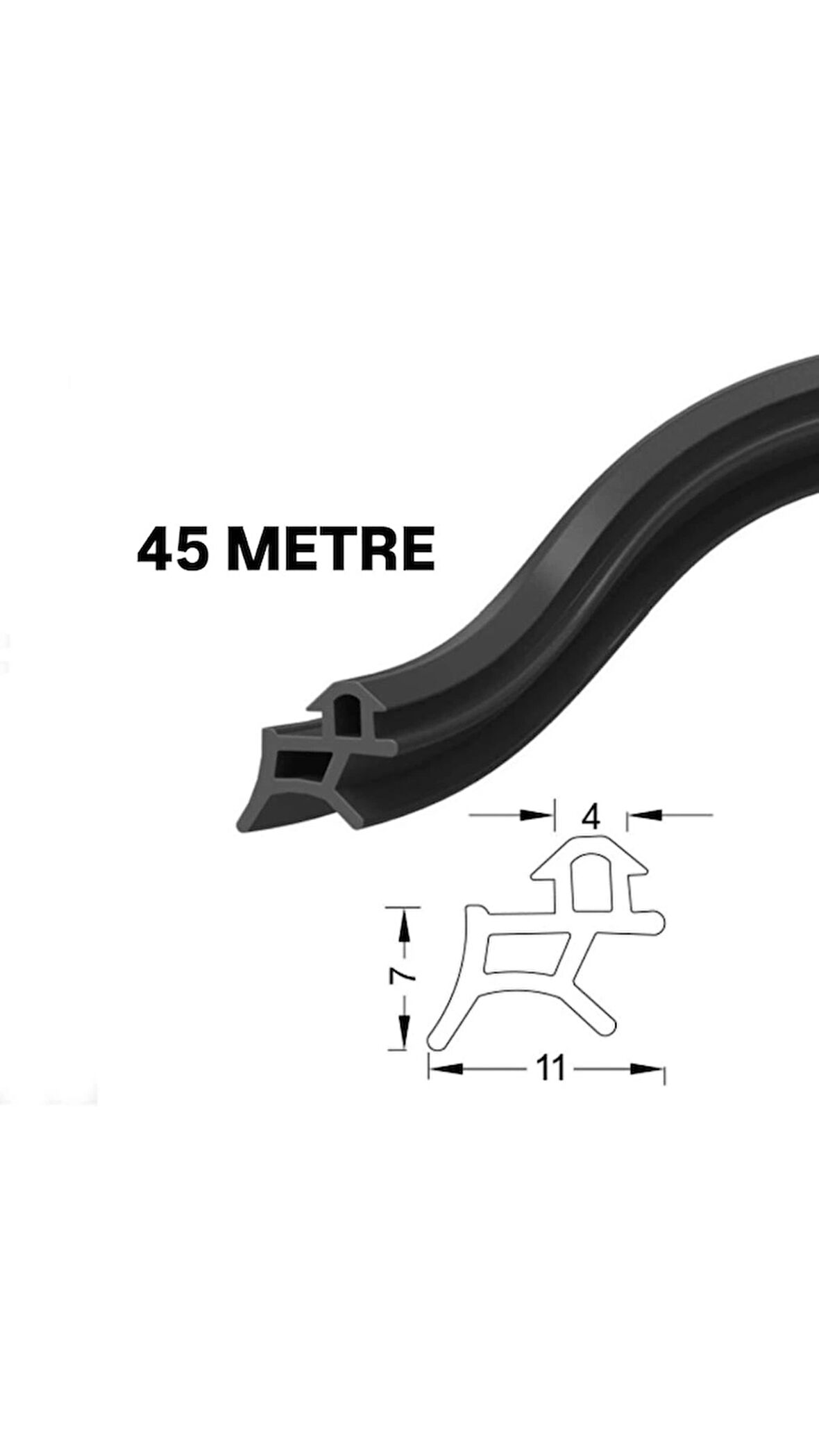 PVC kapı ve pencere fitili 45 metre siyah conta