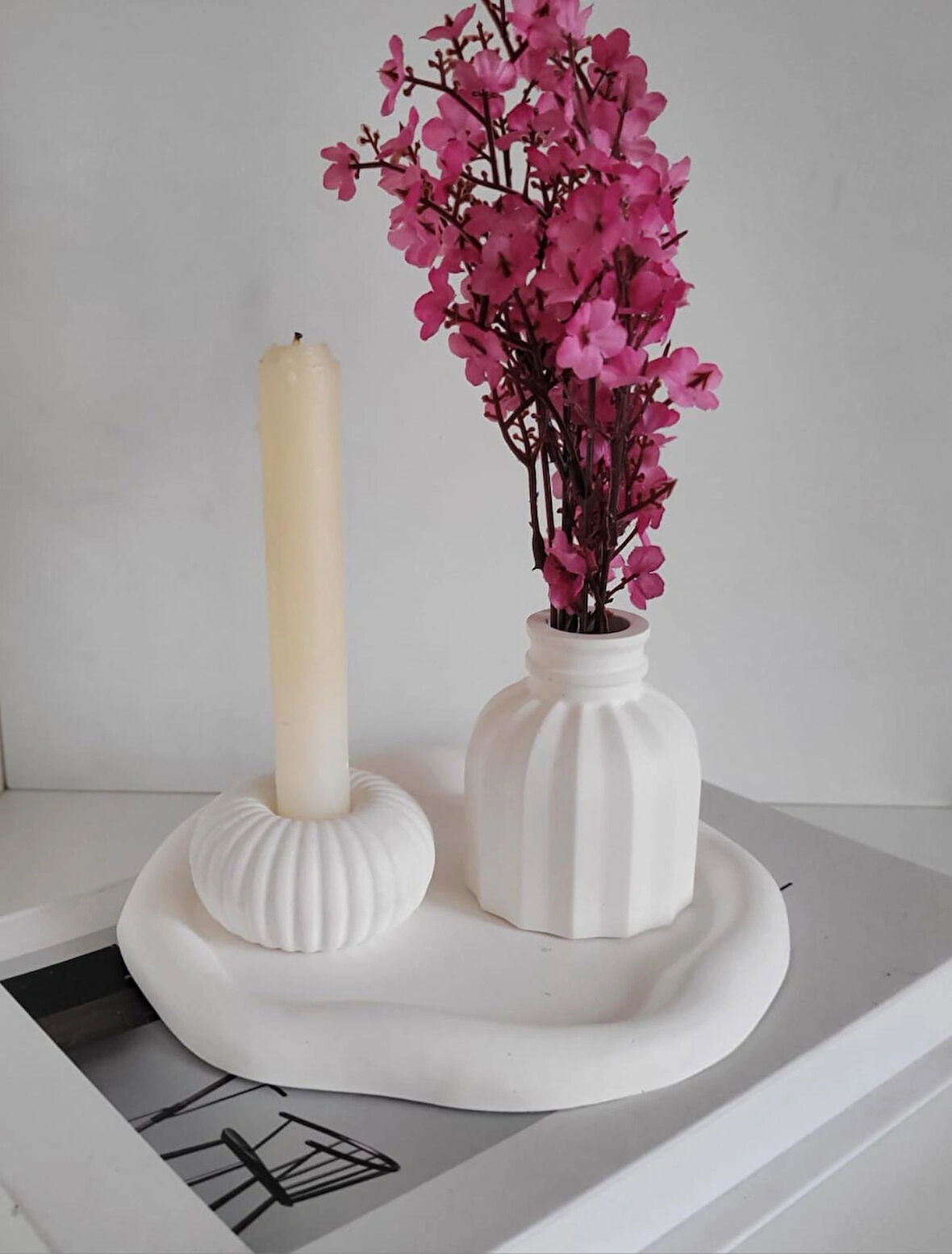 Beton Dekoratif Tabak Vazo Set