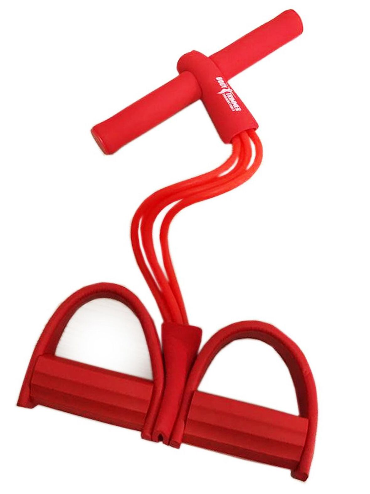 Body Trimmer 4 Lastikli Egzersiz Aleti El Ayak Direnç Yayı Lastiği Kırmızı