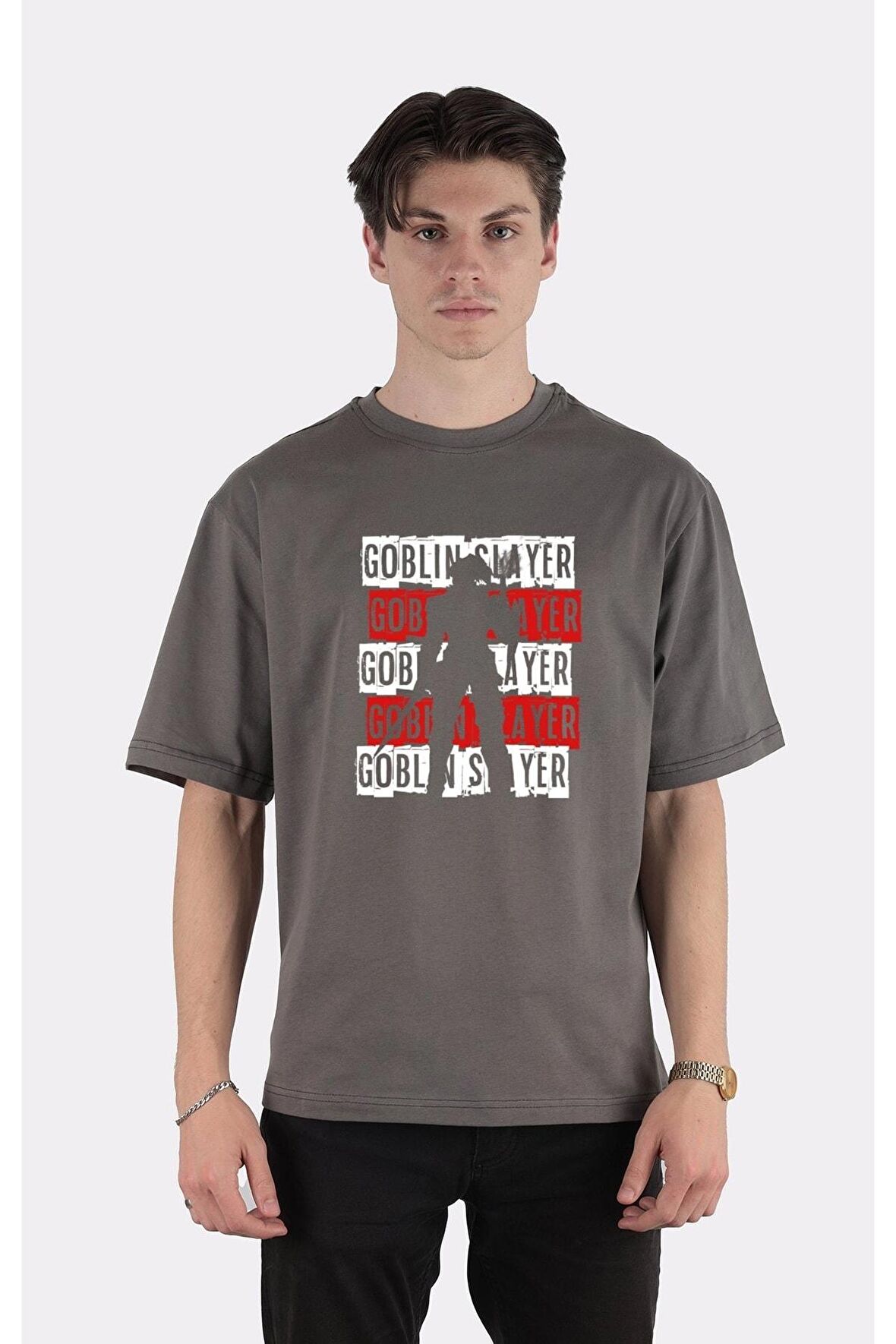 Füme %100 Pamuk Bisiklet Yaka Oversize T-shirt I'm A Goblin Slayer, I'll Slay All Goblin