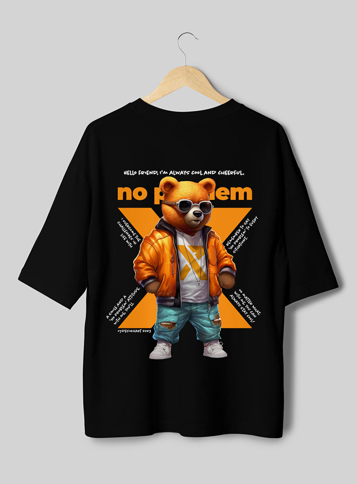 X7 Street Koleksiyonu Bear Oversize T-shirt