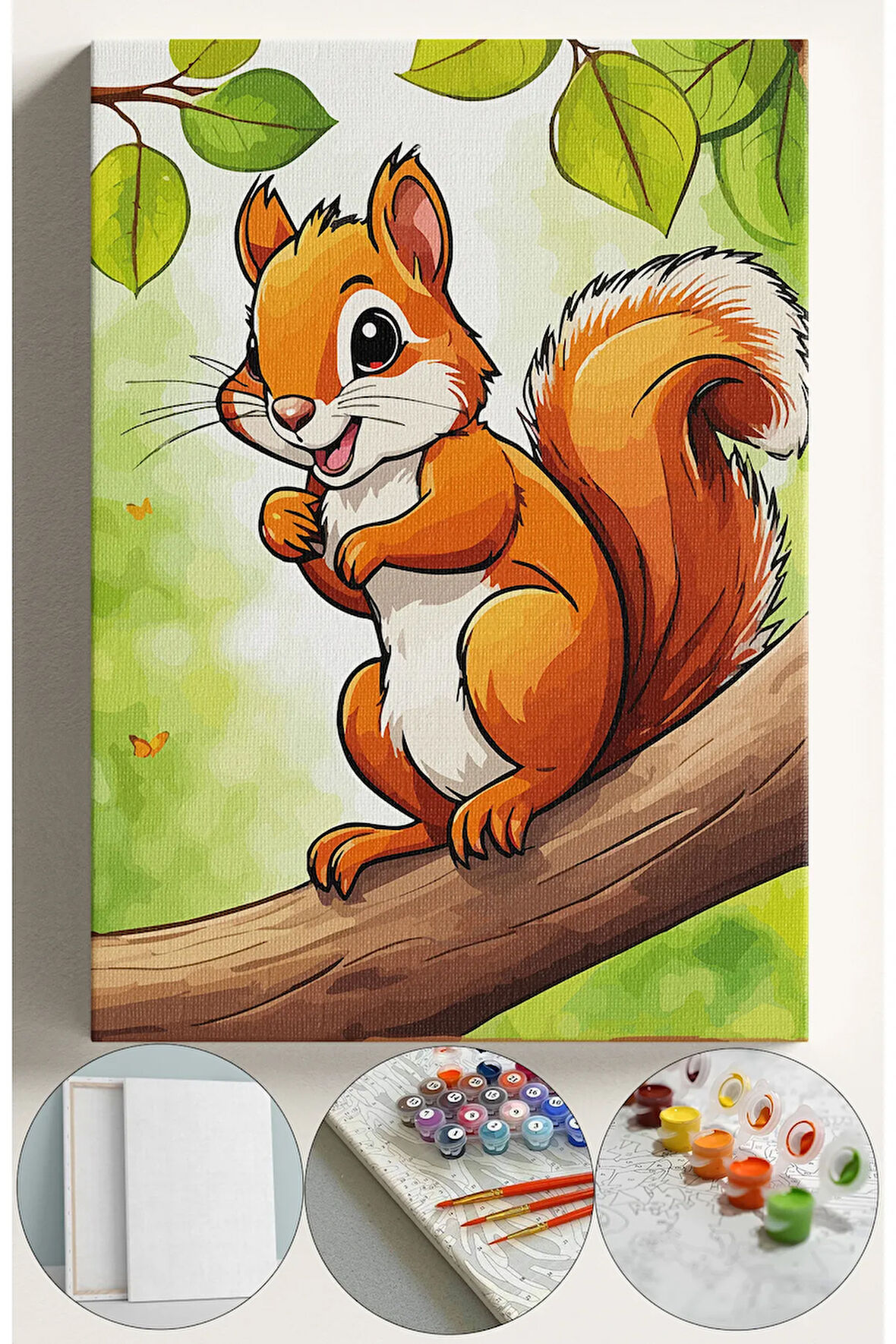 Çocuk Sayılarla Boyama Numaralı Tuval Seti Fırça Boya Dahil 40x50 Cm BEBEK SİNCAP