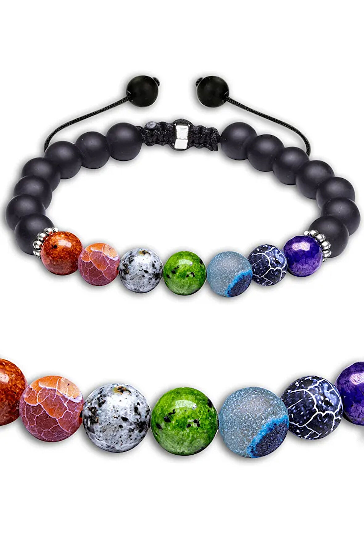 Bereket Para Şans Bilekliği Sertifikalı Doğal Akik Jasper Yeşim Ametist Jade Taşı Bileklik