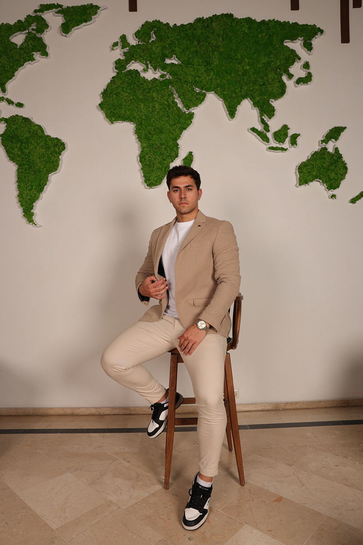 Açık Kahverengi Petek Dokulu Erkek Blazer Spor Ceket
