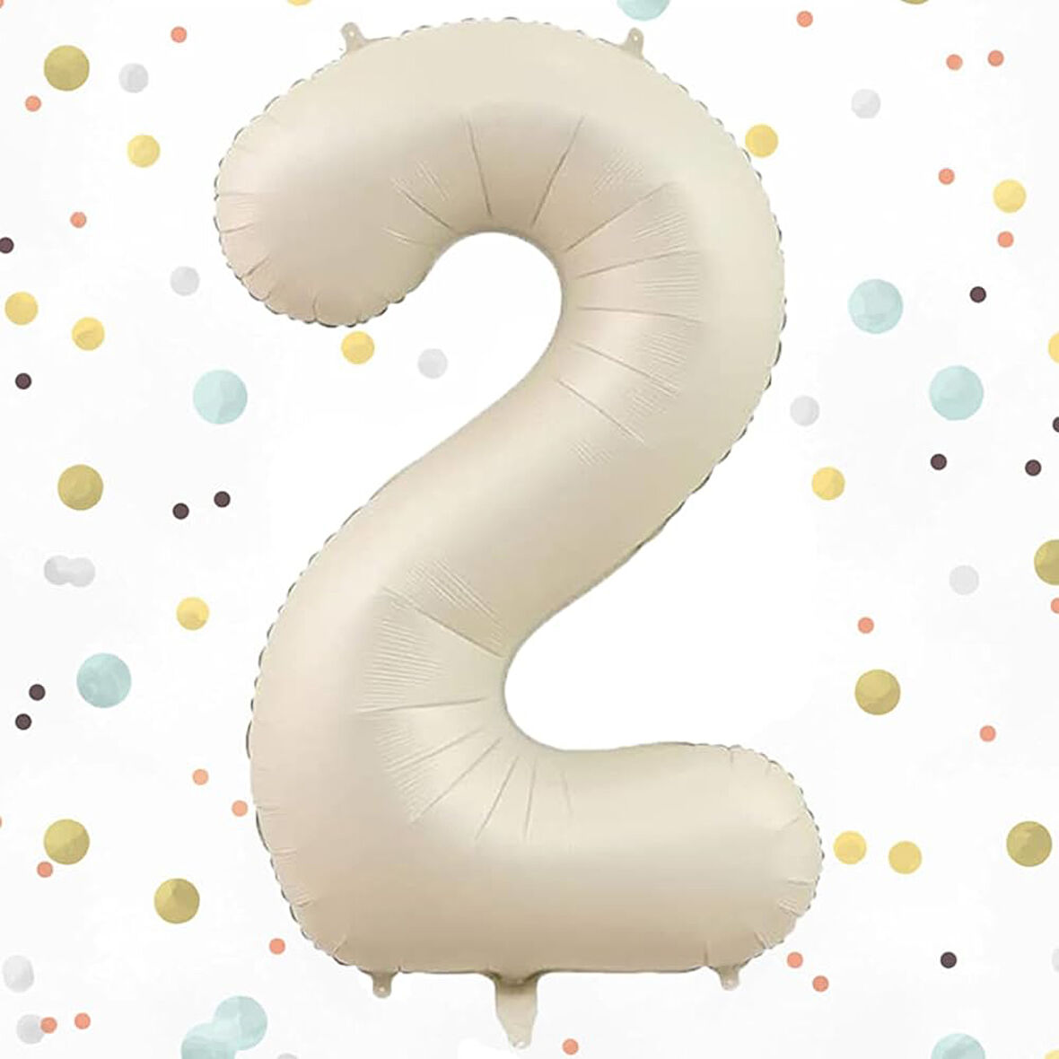 2 YAŞ BEJ RENK FOLYO BALON 34 INC 86 CM