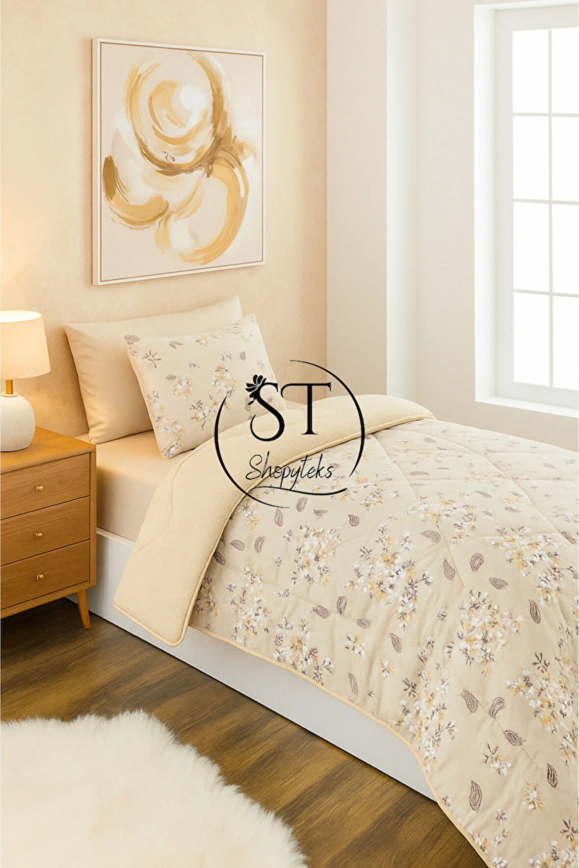 Tek Kişilik Çiçekli Welsfot Uyku Seti Çift Taraflı 155x215