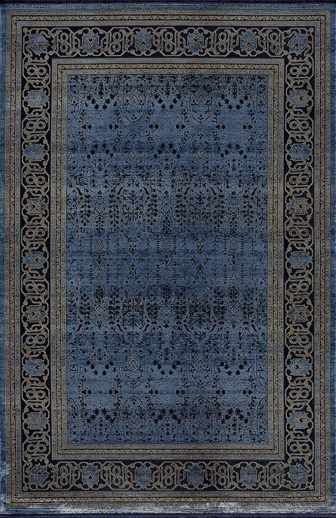 Artemis Halı Bella 06463B Lacivert Gold Bohem Retro Tarz İpek Halı