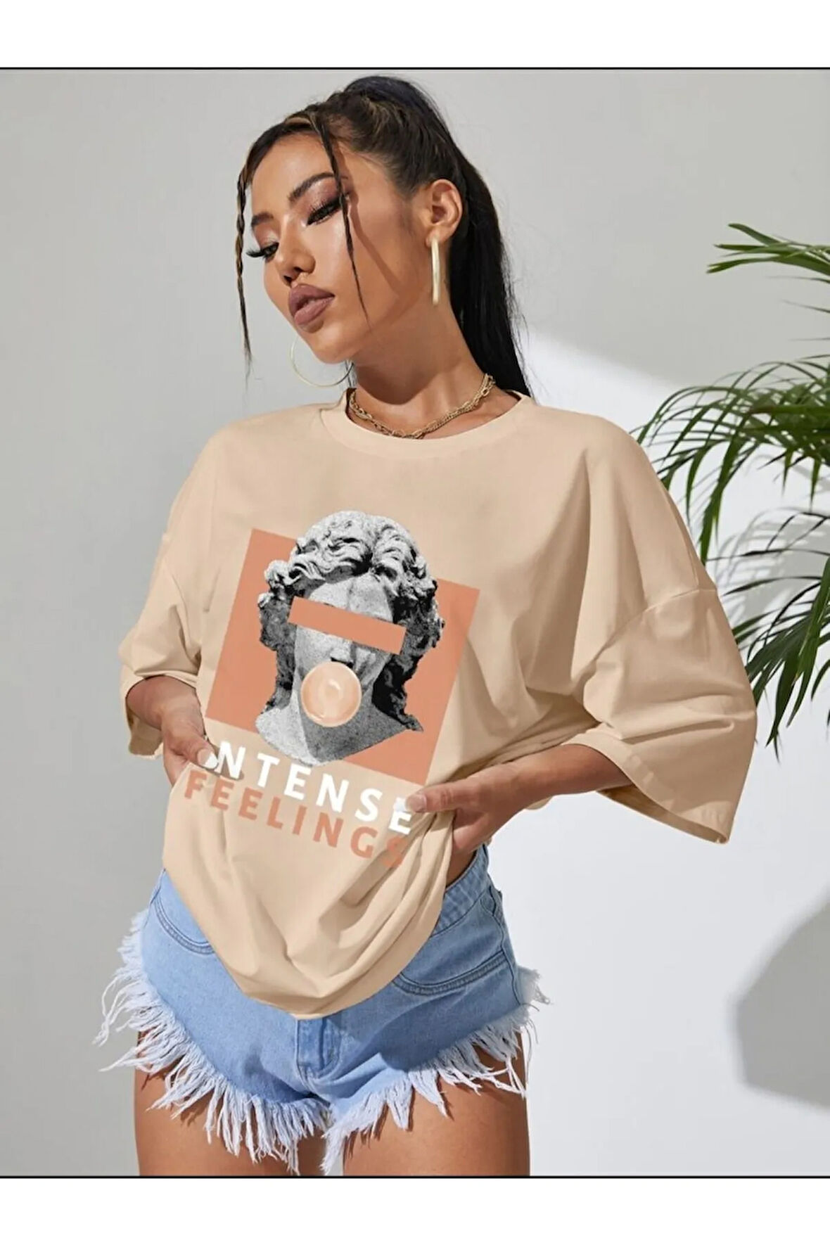 Intense Baskılı Oversize Unisex Tişört