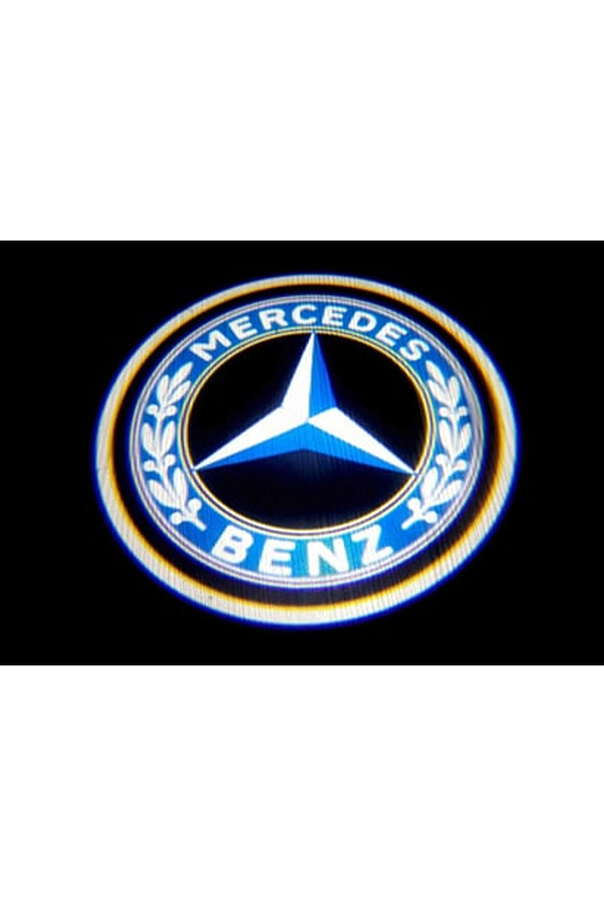 Mercedes Benz ile Uyumlu Yeni Nesil Pilli Yapıştırmalı Led Işıklı Çift Sensörlü Kapı Altı Logo (Çelenkli)