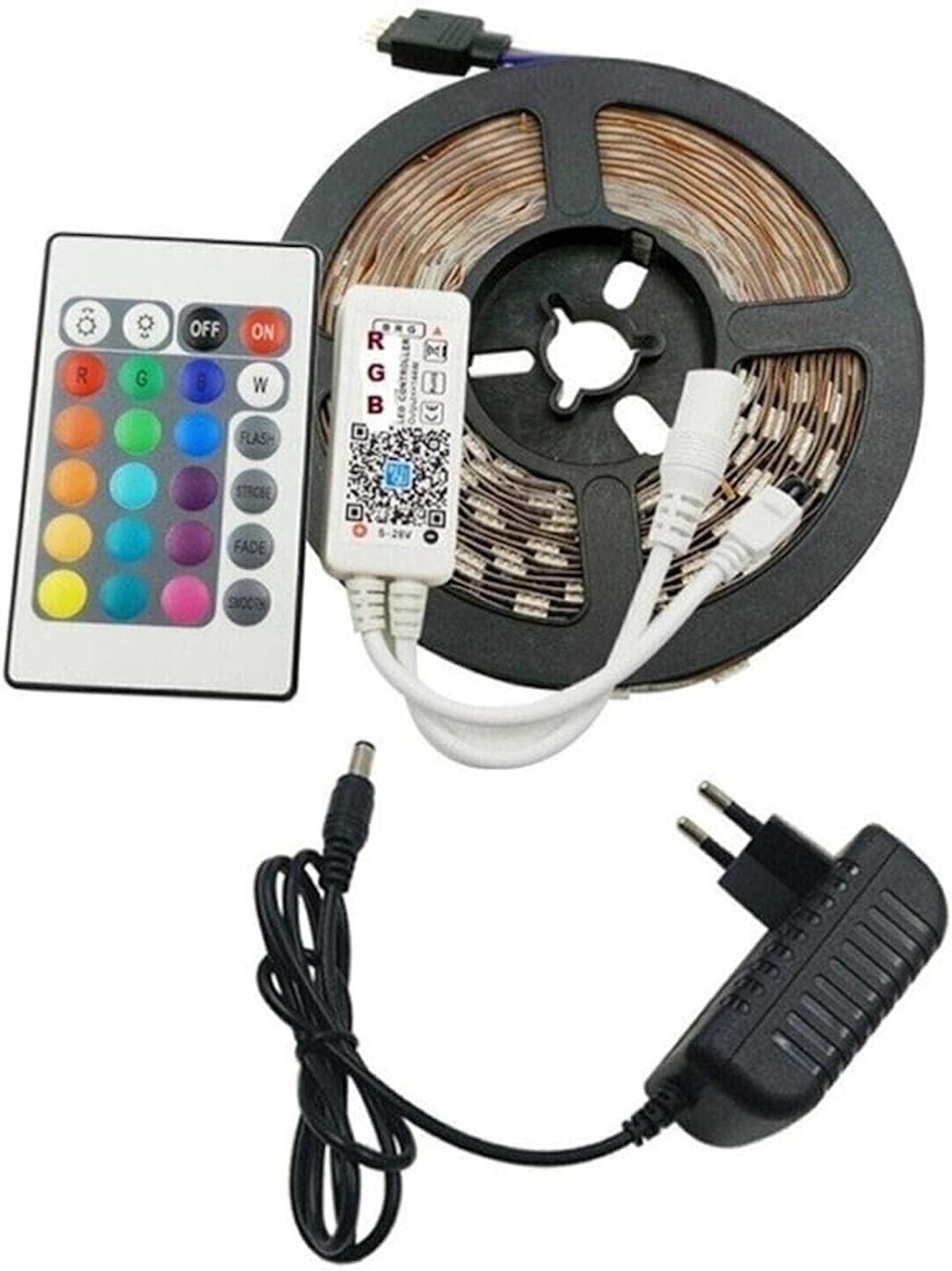 CATA 6W RGB Şerit Led Seti (5 Mt RGB Led 96 Renk + Trafo + Rgb Kumanda) CT-4557