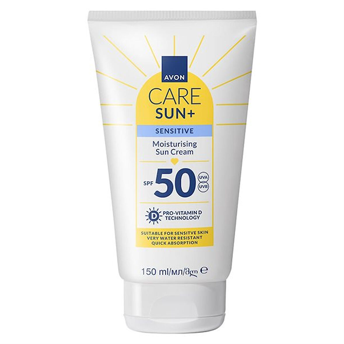 Avon Care Sun+ Sensitive Moisturising Hassas çiltler için Güneş Kremi SPF50 150ml