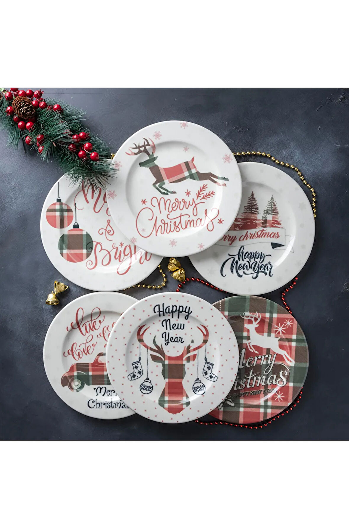 Özel Tasarım Merry Christmas Pasta Tabak 20 Cm