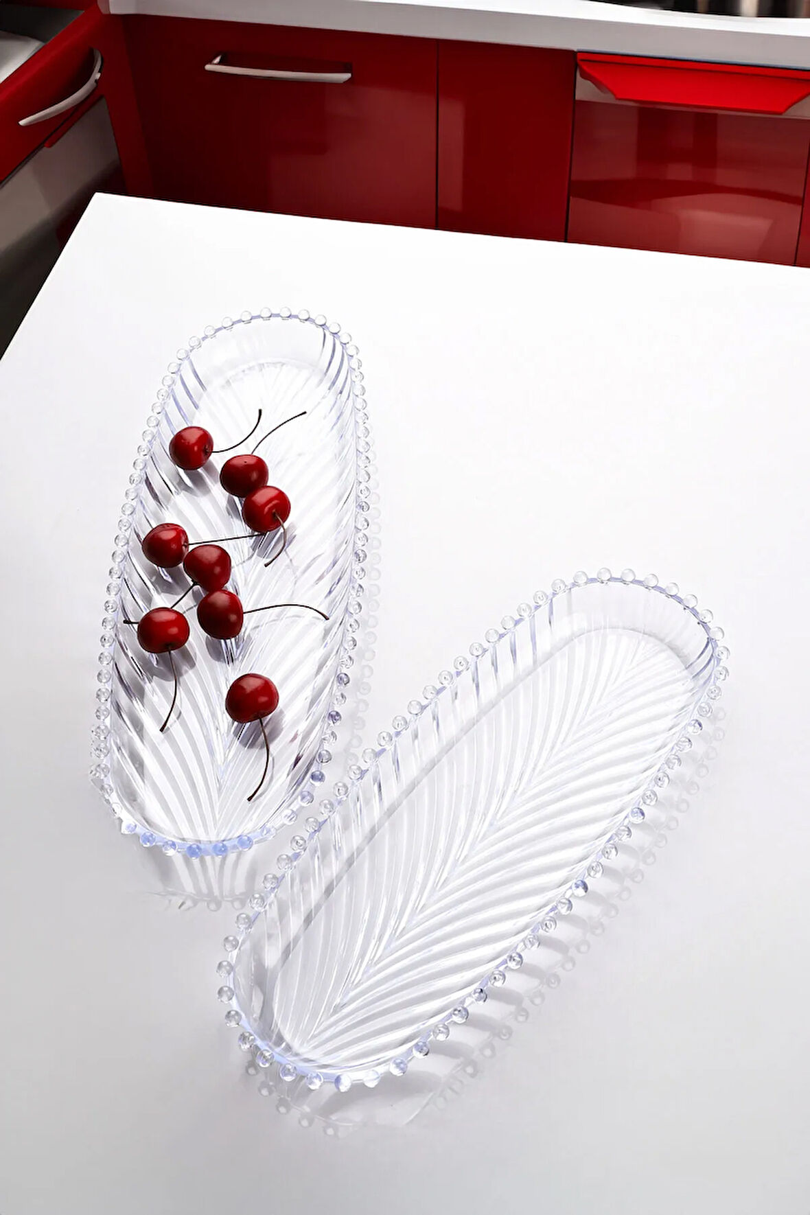 Lively 2'li 33 cm- 39 cm Lüks Plastik Servis Tabağı & Sunum Seti & Kayık Tabak