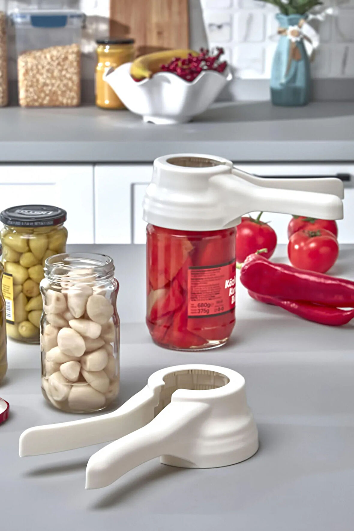 Her Boy Kavanoz Kapağına Uyumlu Kırılmaya Karşı Dayanıklı Plastik Konserve Turşu Kavanoz Açacağı