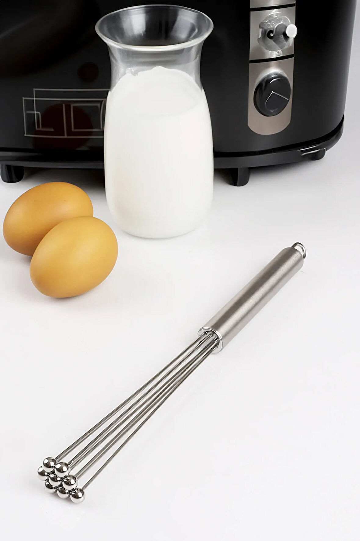 Paslanmaz Çelik Uzatıp Kısaltılabilir Metal Boncuk Top Uçlu Yumurta Çırpıcı Sos Karıştırıcı