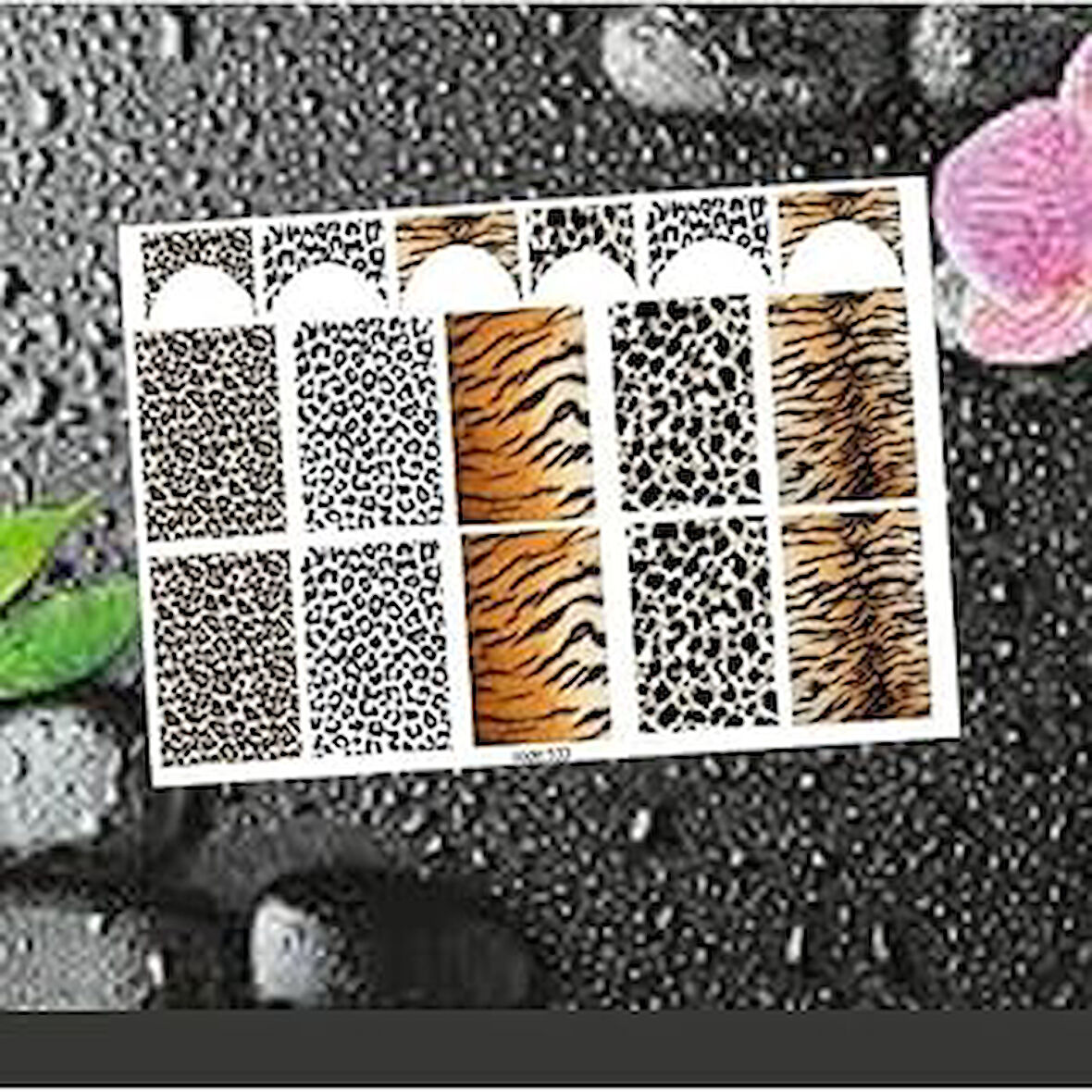 Leopar Desenli Tırnak Dövmesi Tırnak Tattoo Nail Art Tırnak Sticker ScaNM347