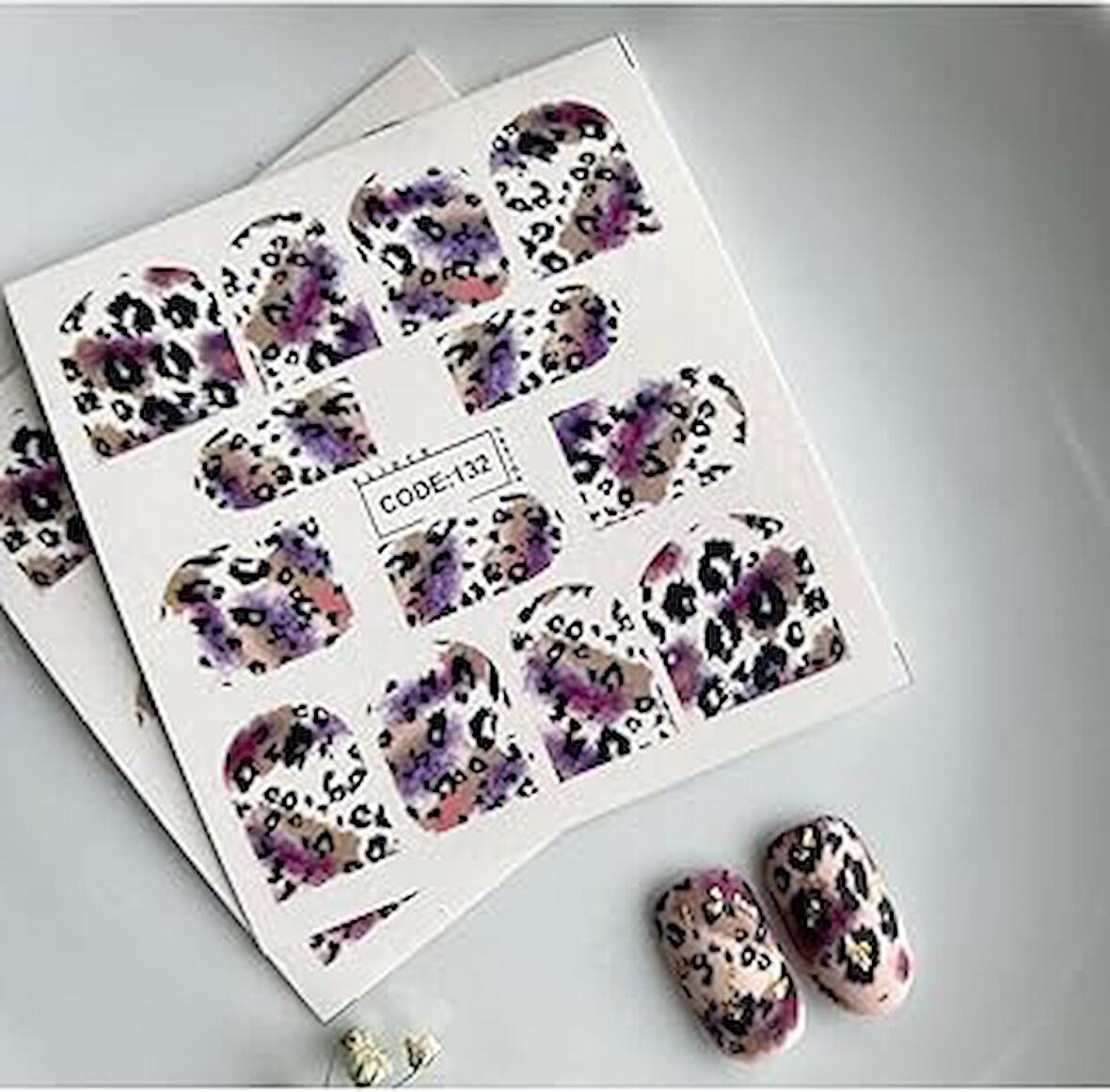 Leopar Desenli Tırnak Dövmesi Tırnak Tattoo Nail Art Tırnak Sticker ScaNM225