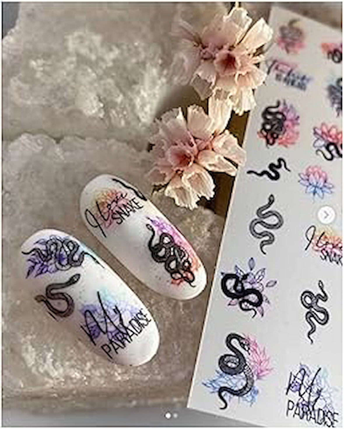 Renkli Yılan Desenli Tırnak Dövmesi Tırnak Tattoo Nail Art Tırnak Sticker ScaNM212