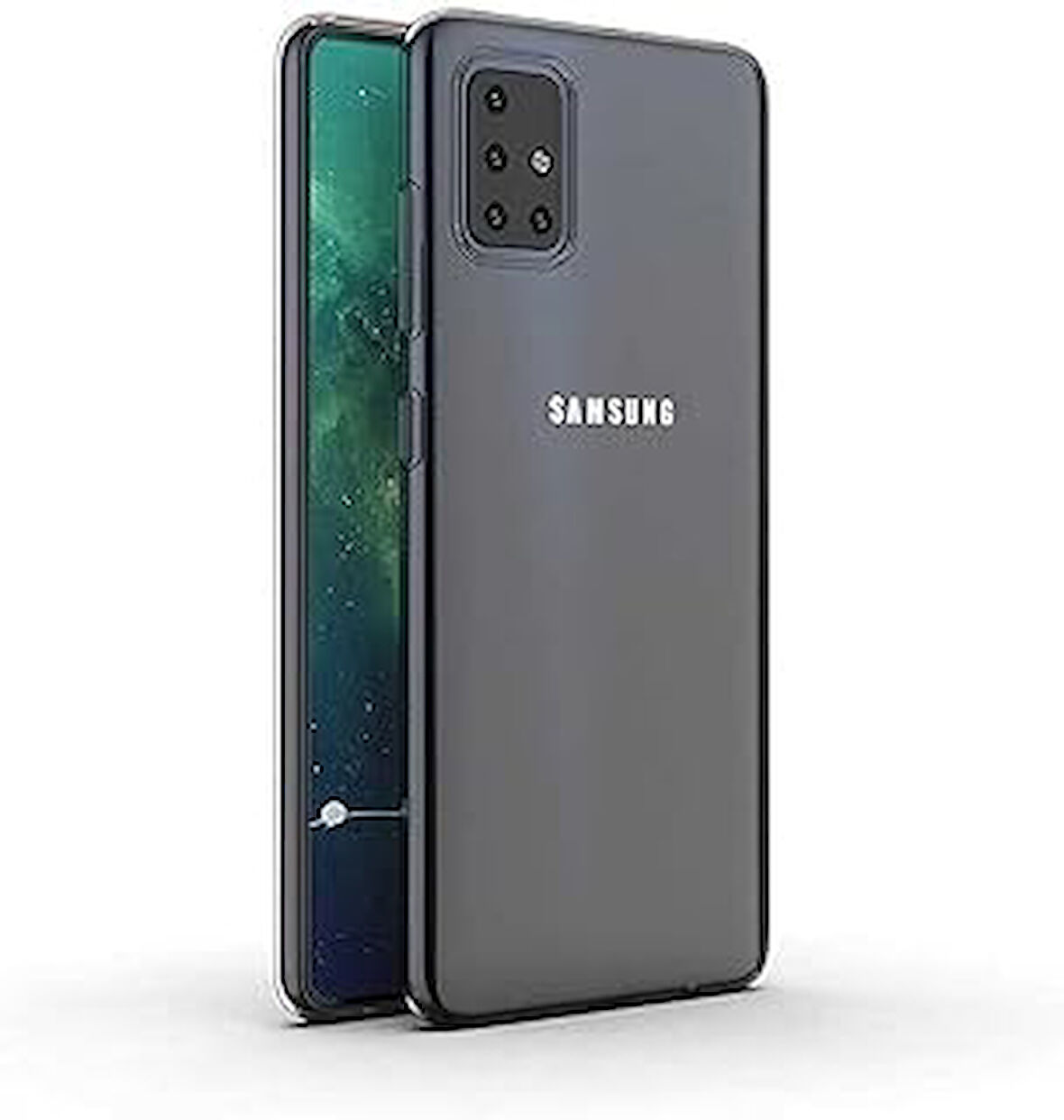 11133 Galaxy A71 ile Uyumlu Kılıf, Süper Silikon, Renksiz