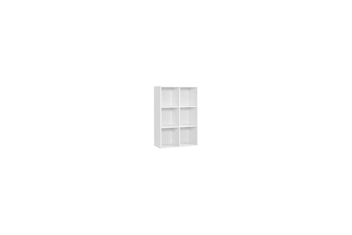 VASAGLE 6 Bölmeli Kitaplık, Ahşap Raf, Küp Raf, Depolama Rafı, 65,5 x 97,5 x 30 cm, Beyaz, Lbc203D
