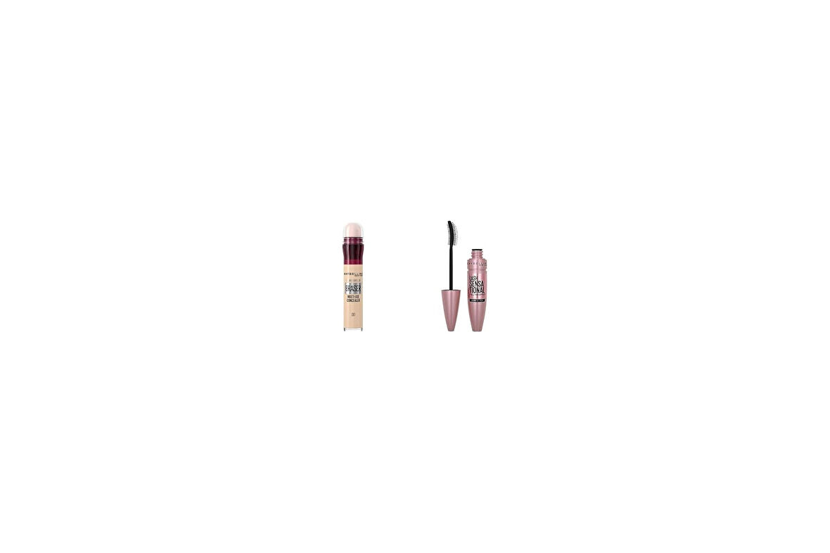 New York Instant Anti Age Eraser Kapatıcı, 00 Ivory, 6.8 ml + New York Lash Sensational Yelpaze Etkili Siyah Maskara 1 Paket