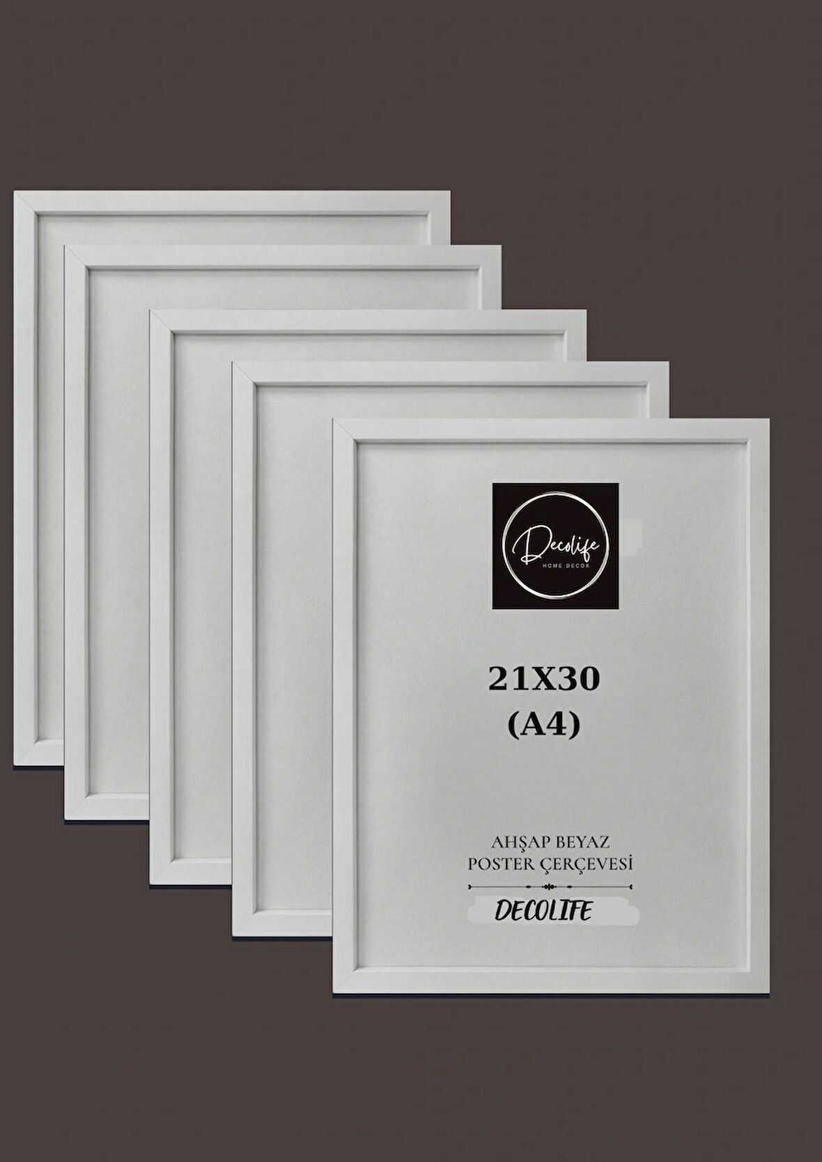 5'Lİ A4 ÇERÇEVE, BELGE ÇERÇEVESİ, DİPLOMA, SERTİFİKA, FOTOĞRAF ÇERÇEVESİ, RESİM ÇERÇEVESİ, 21x30