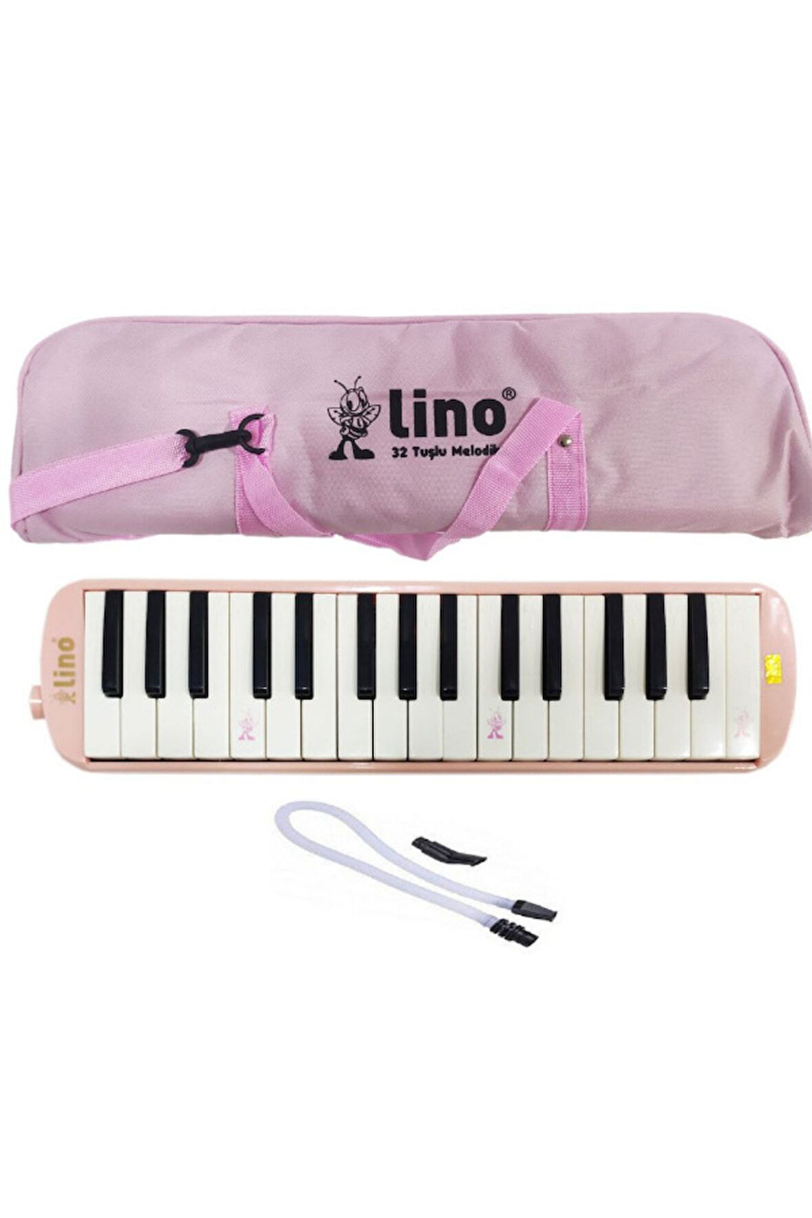 Pastel Renklerde Bez Çantalı 32 Tuşlu Lino Melodika Müzik Aleti