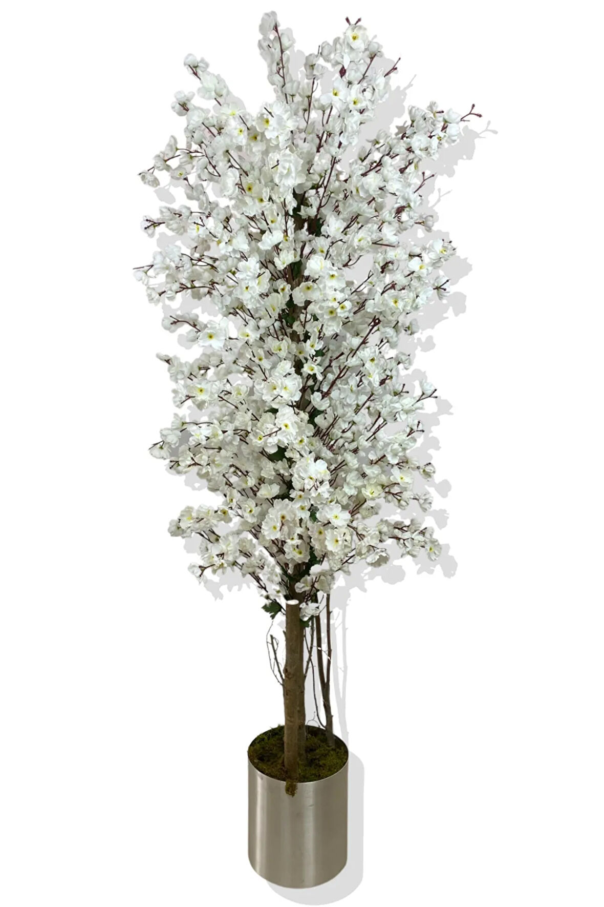 Beyaz Bahar Dalı 160 Cm Yapay Ağaç 25x25 Metal Saksı