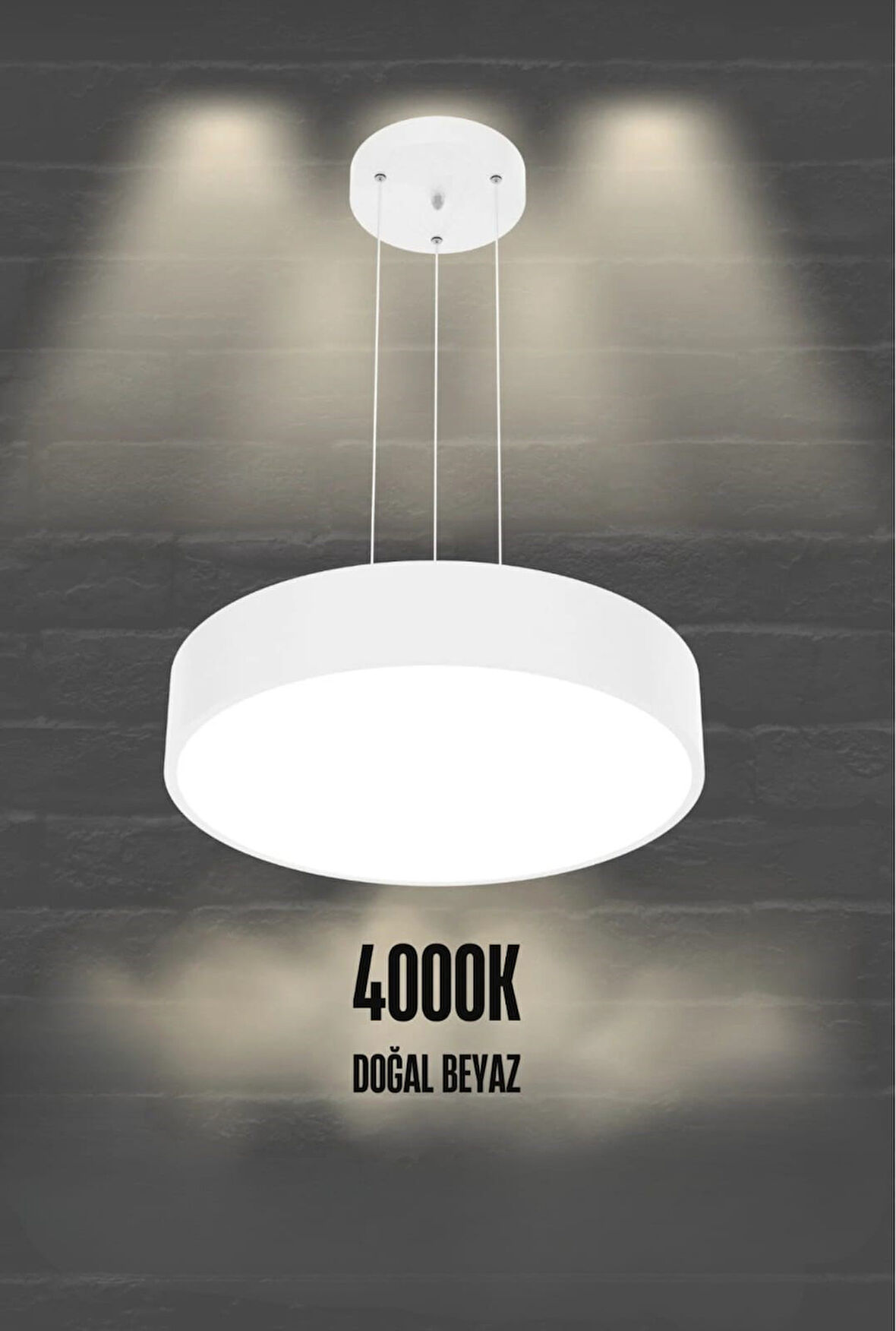 Drum 40cm ( Beyaz Kasa, 4000k Işık Rengi ) Modern Sarkıt Led Avize, Salon, Mutfak, Yatak Odası