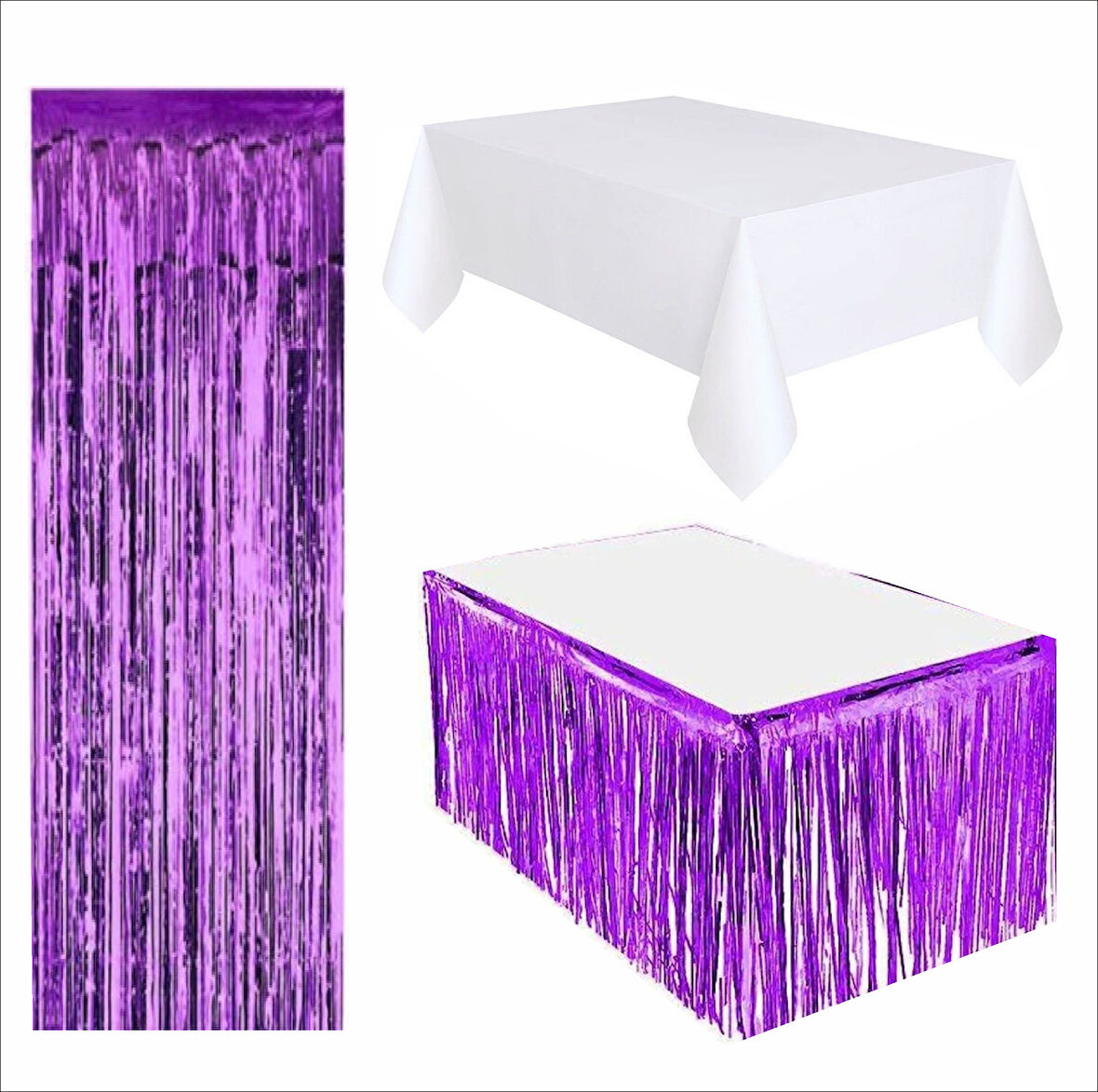 Beyaz Masa Örtüsü, Mor Masa Eteği, Mor Arka Fon