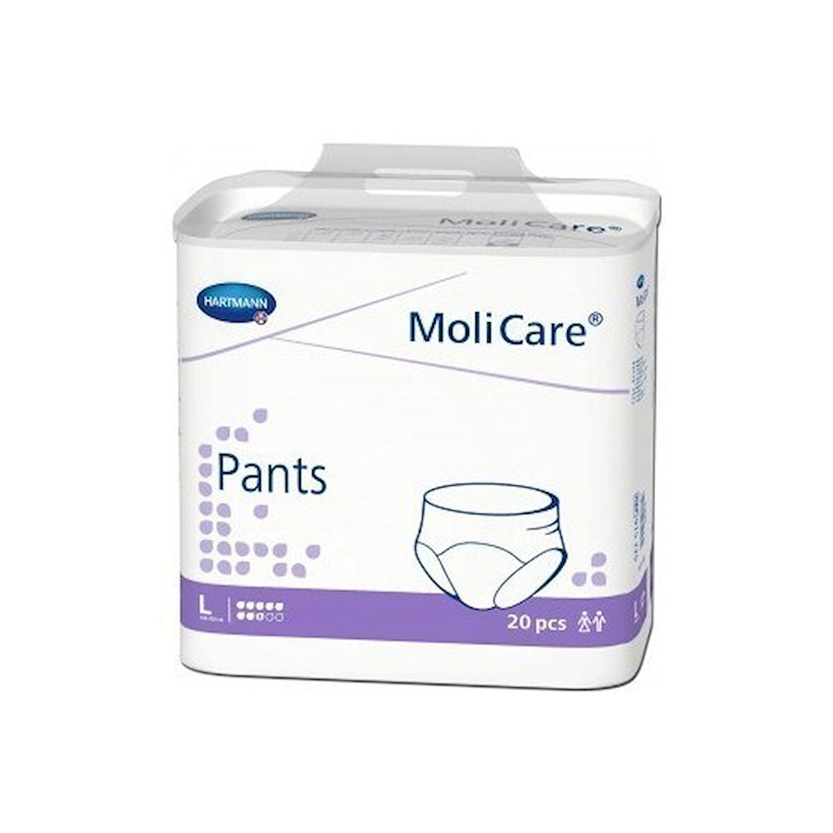 MOLİCARE 8 DAMLA 1936 GR EMİŞ KAPASİTELİ KÜLOT BEZ MOR LARGE 20 Lİ*3 PAKET