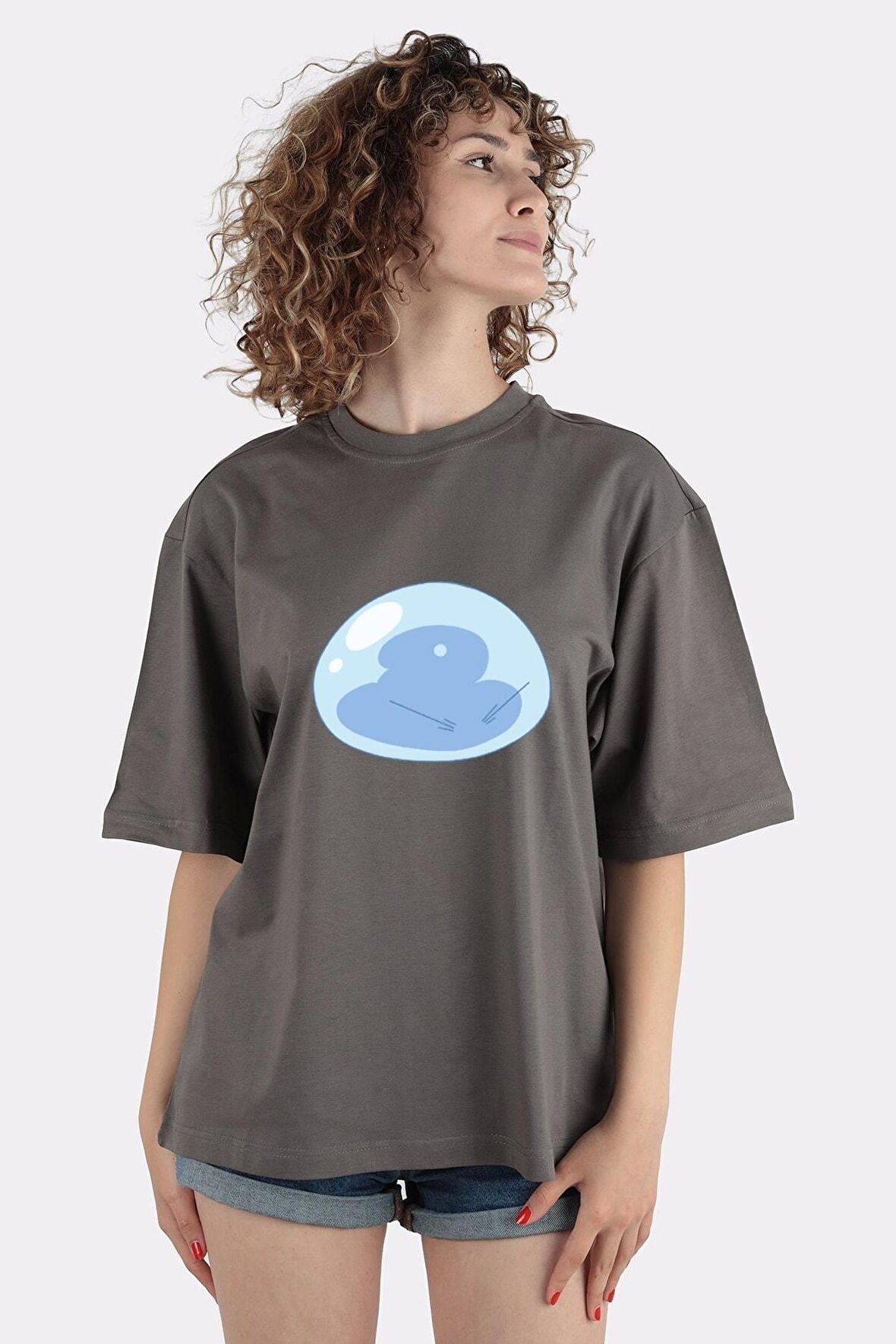 Füme %100 Pamuk Bisiklet Yaka Oversize T-shirt That Time I Got Reincarnated As A Slime
