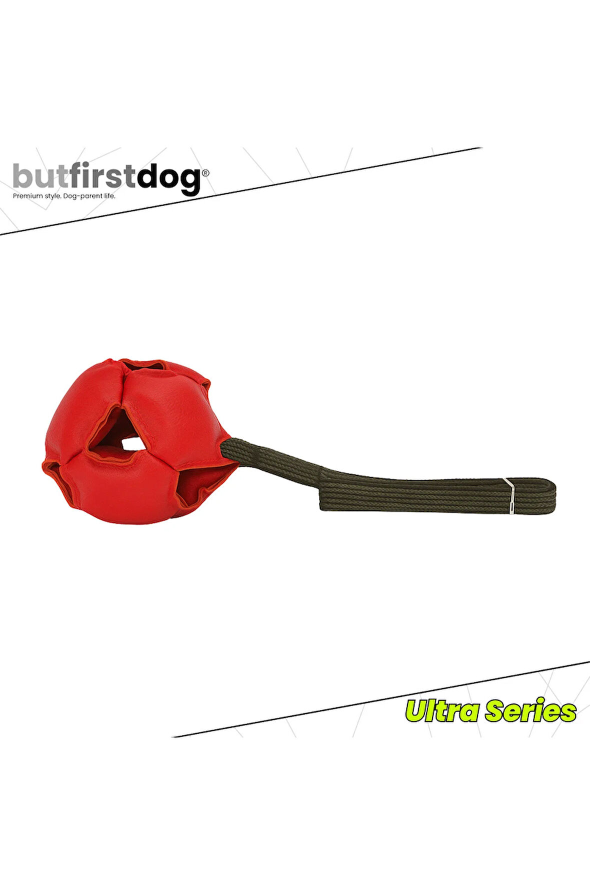 Gerçek Deri Köpek Çekiştirme Topu 12cm Kırmızı – Dayanıklı Antrenman ve Köpek Oyuncağı Uzun Kayışlı Premium Model