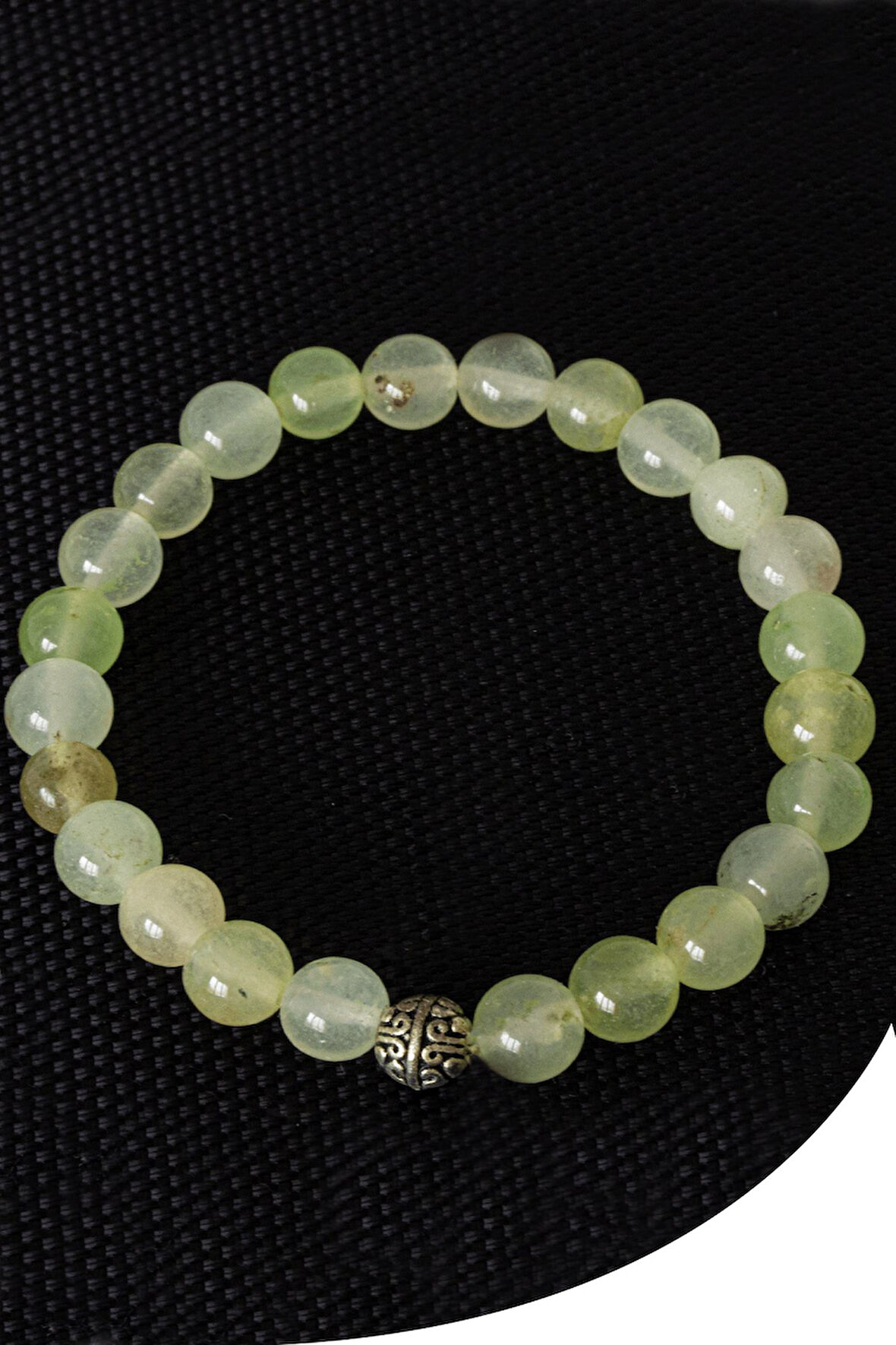 Sertifikalı Açık Yeşil Akik Taşı Bileklik - Gümüş Aparatlı