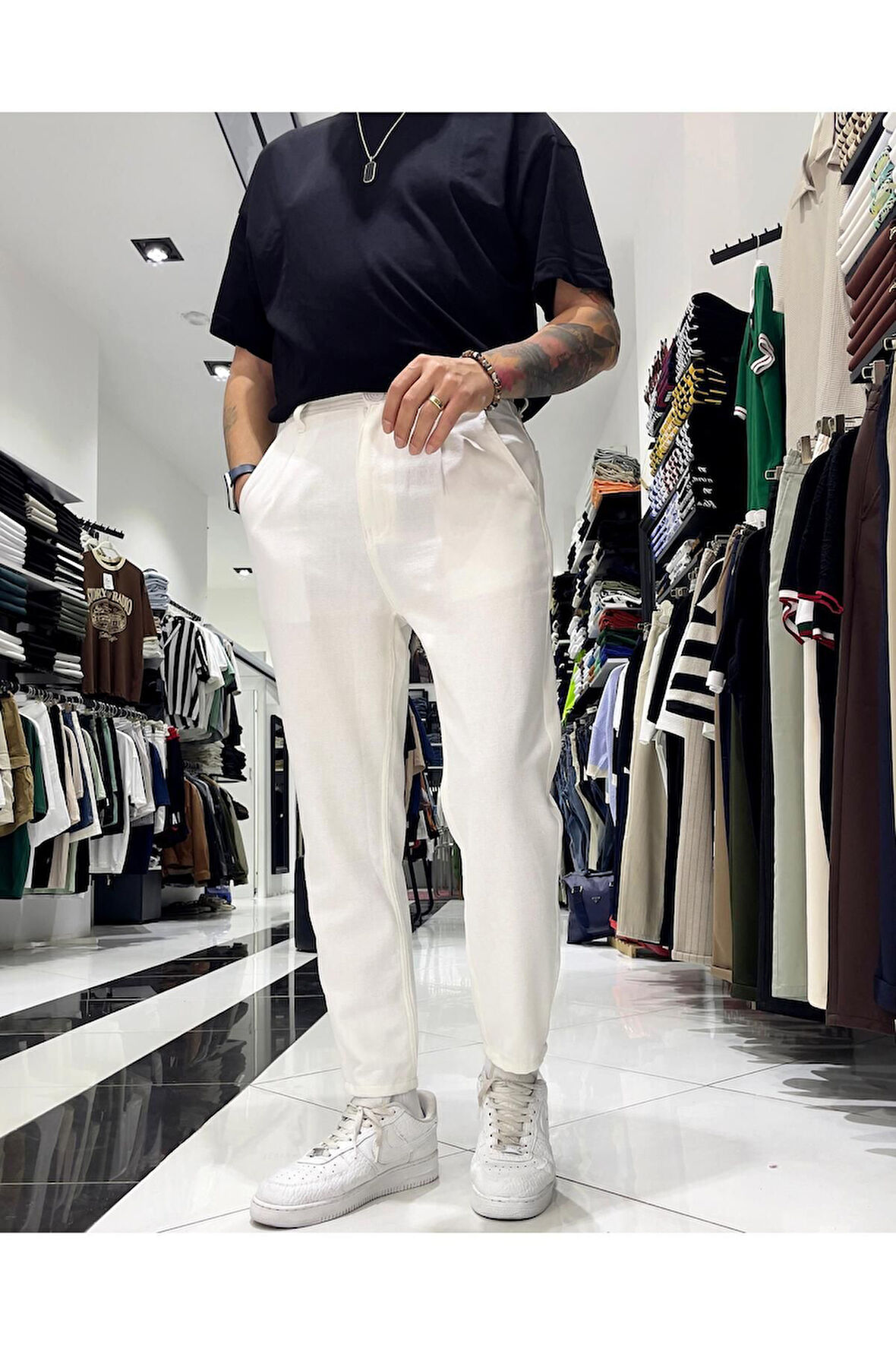 Boyfriend Kesim Keten Pamuk Erkek Pantolon