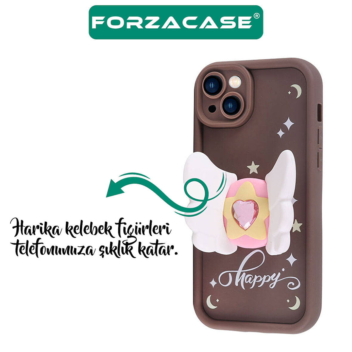 Forzacase Samsung Galaxy A55 ile uyumlu Butterfly Serisi 3D Kelebek Figür Tasarımlı Silikon Kılıf