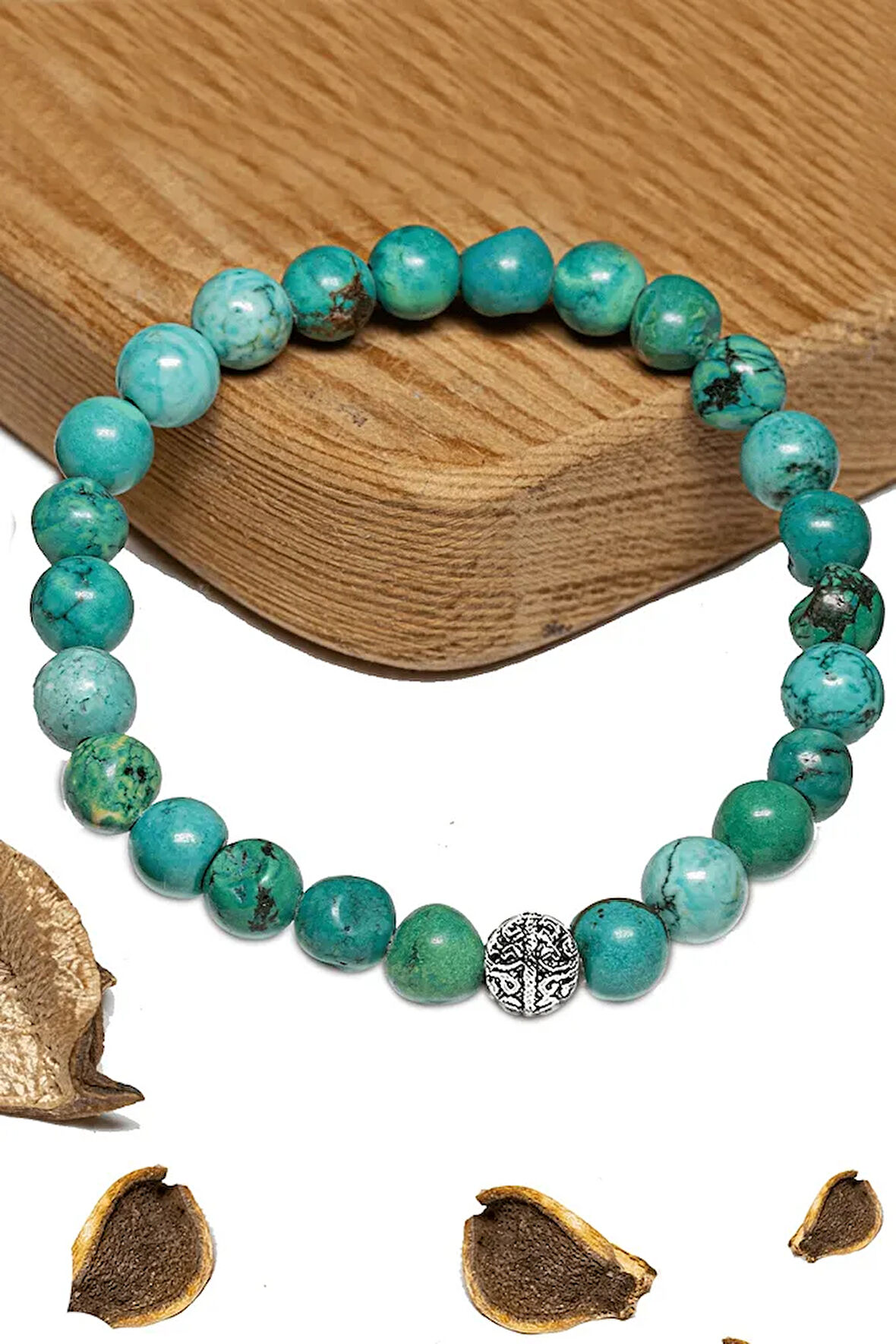 Sertifikalı Turkuaz Taşı Bileklik - Gümüş Aparatlı