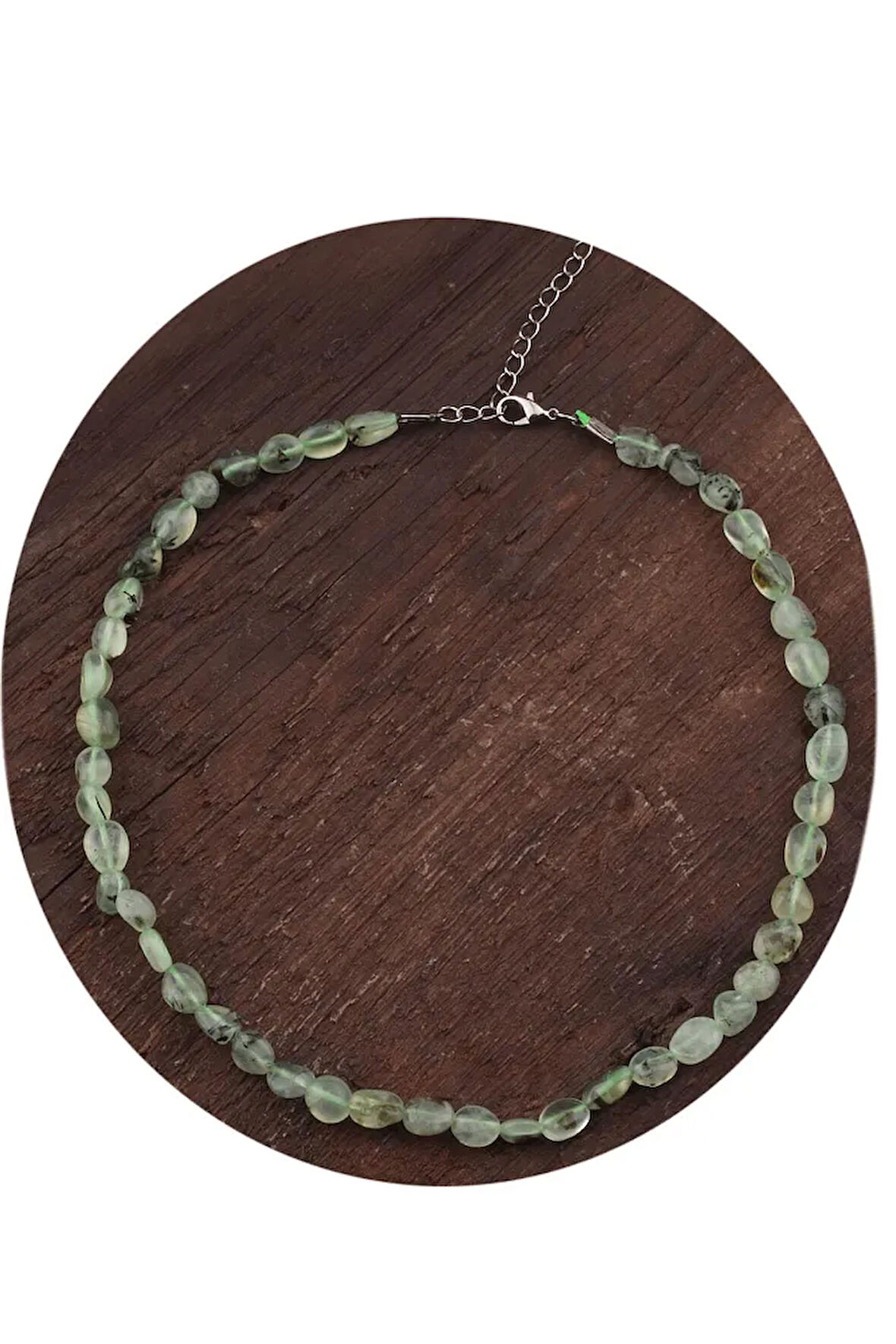 Sertifikalı Amorf Kesim Prehnit Prinayt Taşı Kadın Kolyesi - 1.kalite