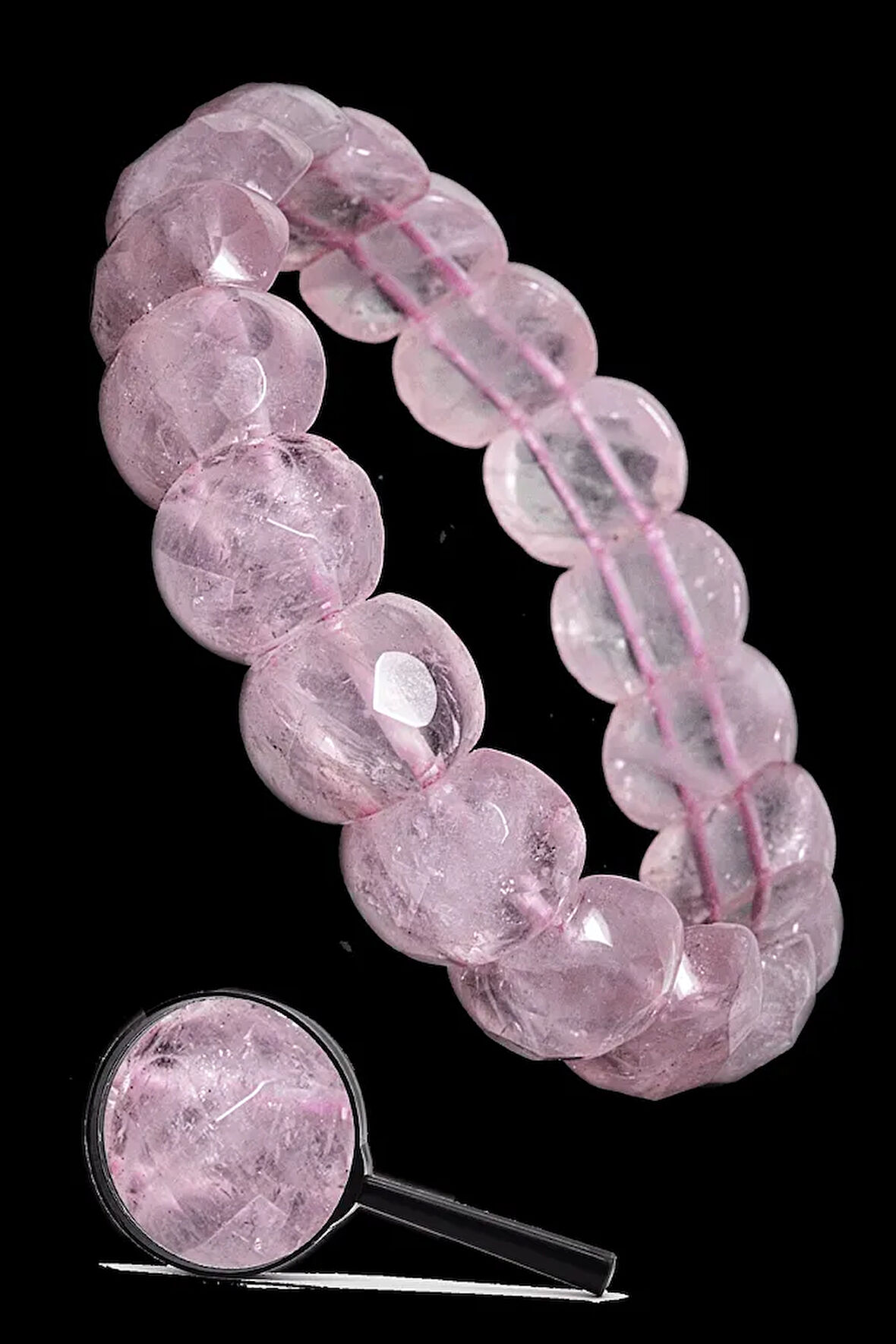 Sertifikalı Pembe Kuvars Taşı Doğal Taş Rolex Bileklik