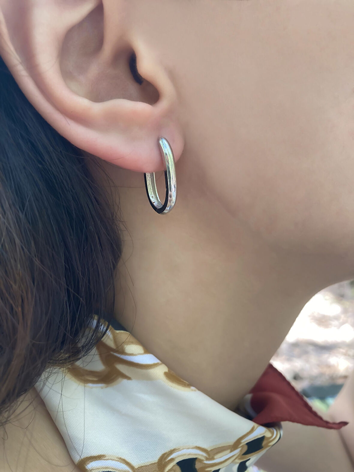 Taşsız Oval Gümüş Küpe