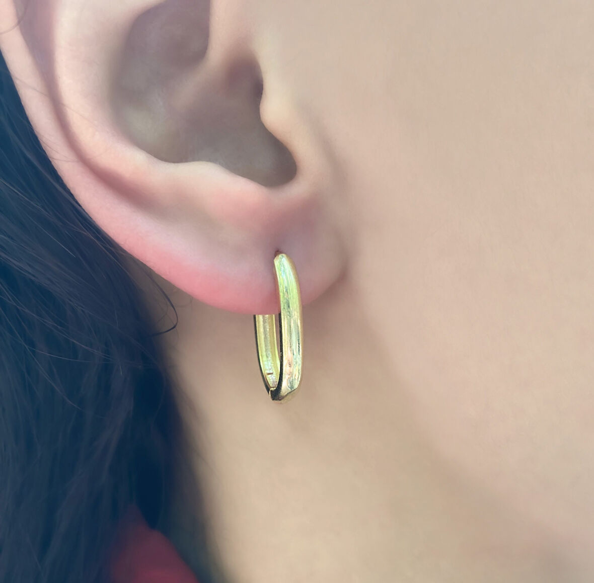 Taşsız Oval Gold Küpe