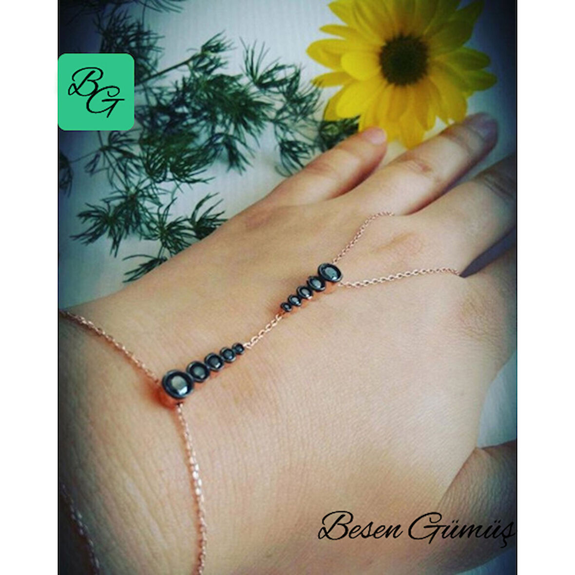 Rose Oniks İkili Beş Taşlı Şahmeran