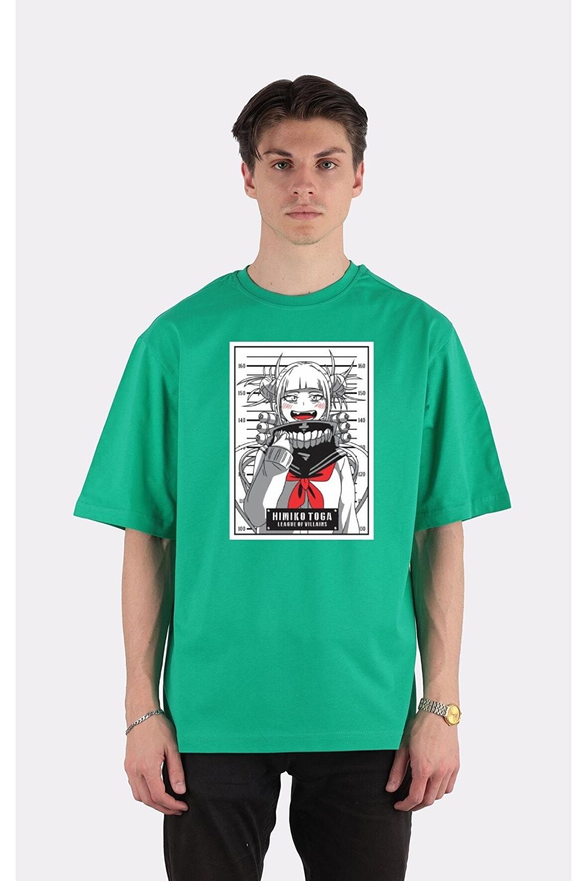 Yeşil %100 Pamuk Bisiklet Yaka Oversize T-shirt Zoro Samurai Wano Kuni Arc