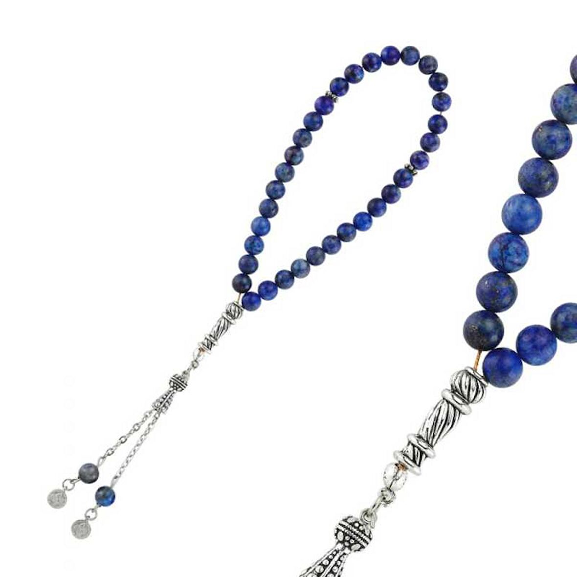 Silverlina Doğaltaş Metal Püsküllü Lapis Taşı Tesbih