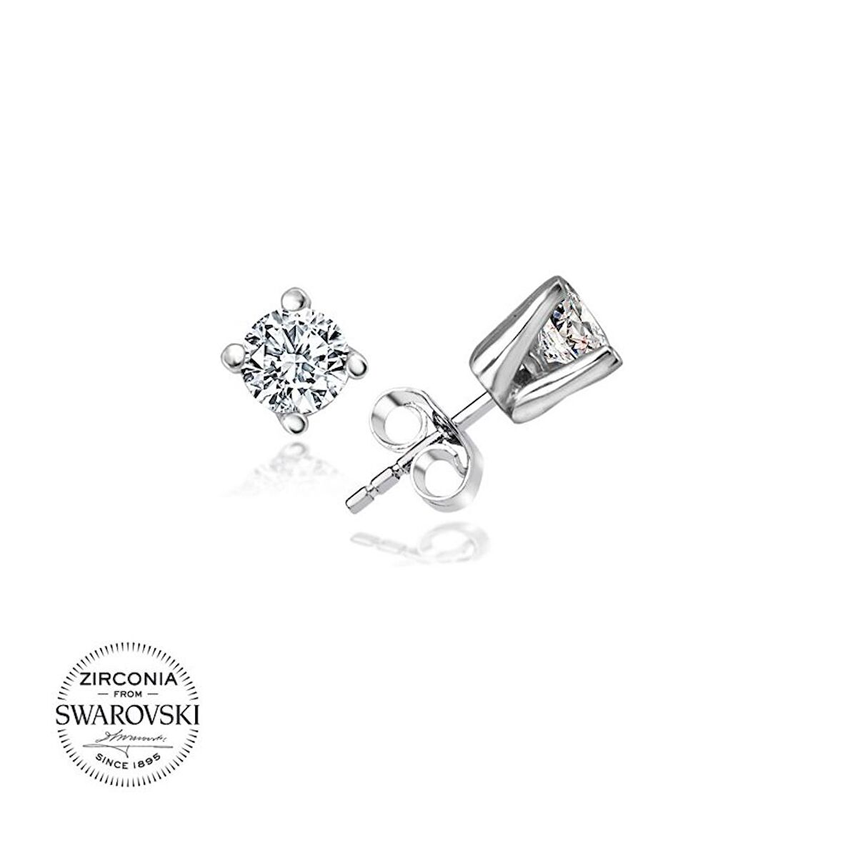 Silverlina Gümüş Swarovski Zirconia Taşlı Tektaş Küpe