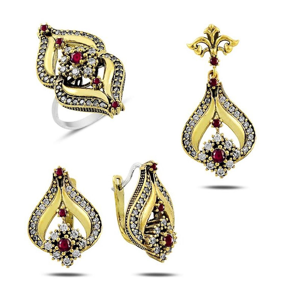 Silverlina Gümüş Zirkon Taşlı Otantik Set